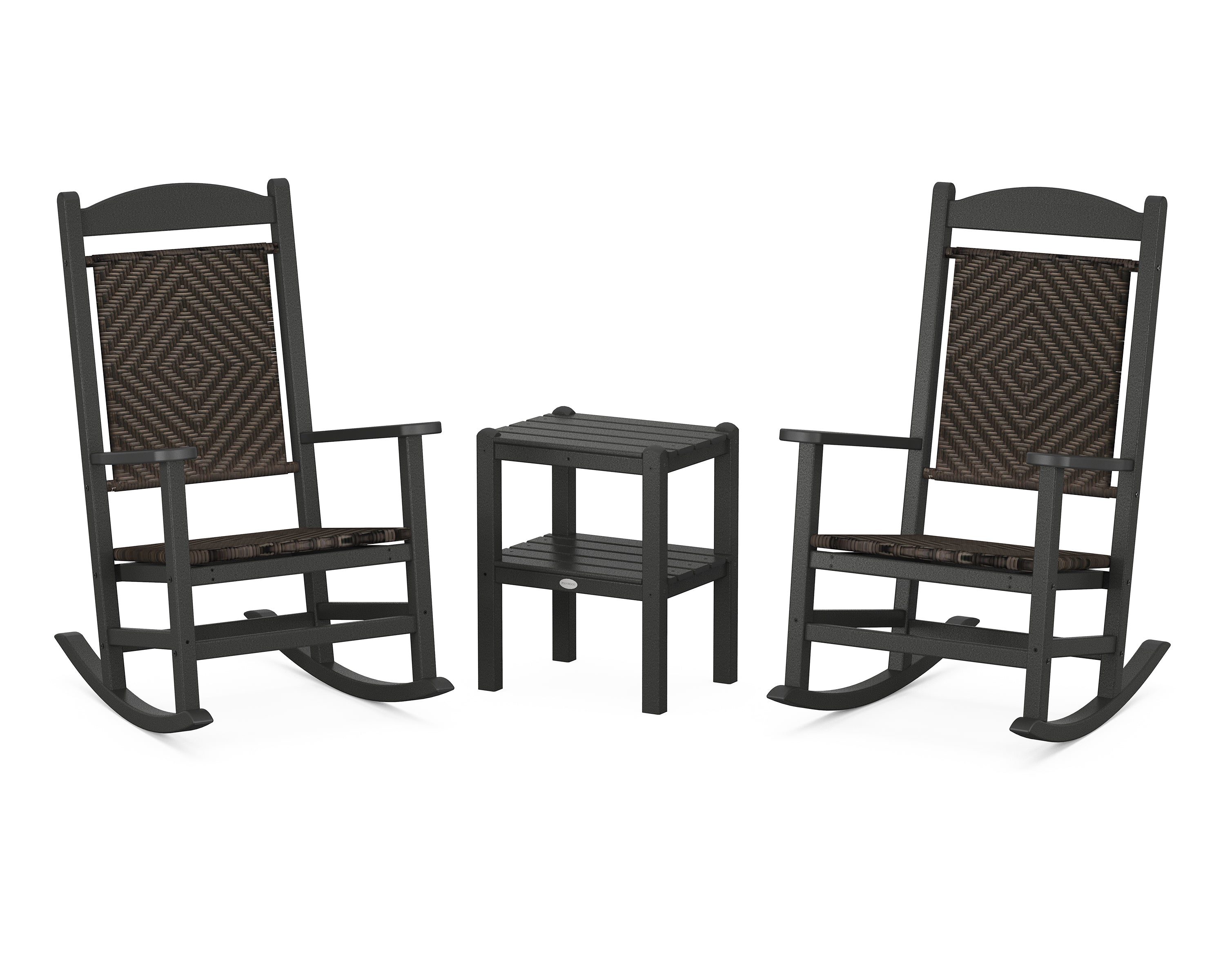 POLYWOOD Presidential Woven Rocker 3-Piece Set in Black / Cahaba