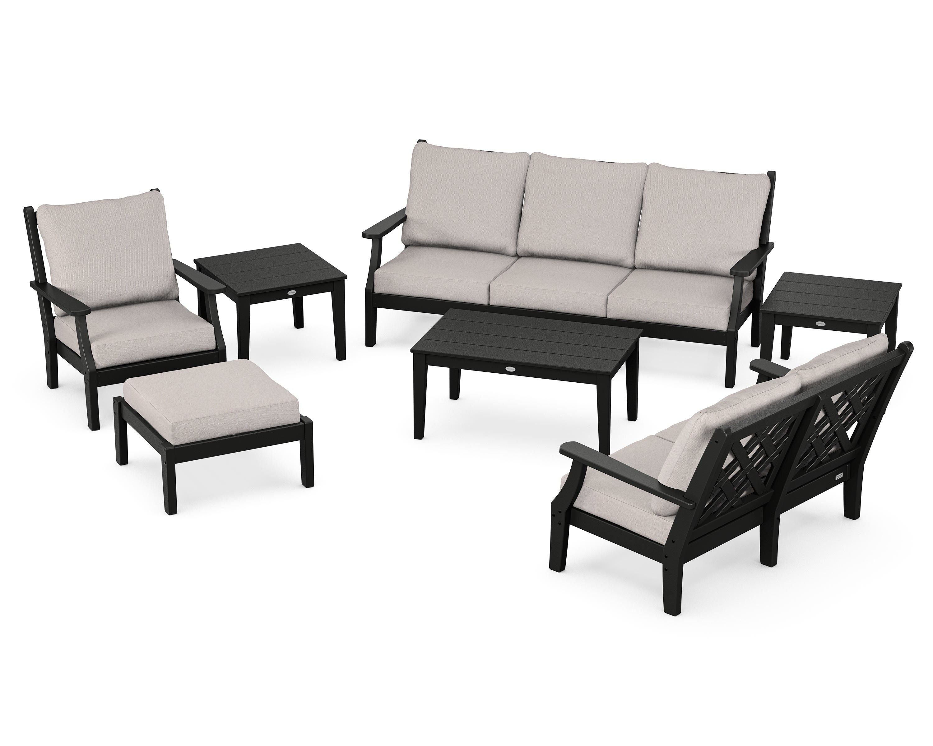 Country Living Wovendale 7-Piece Deep Seating Set in Black / Dune Burlap