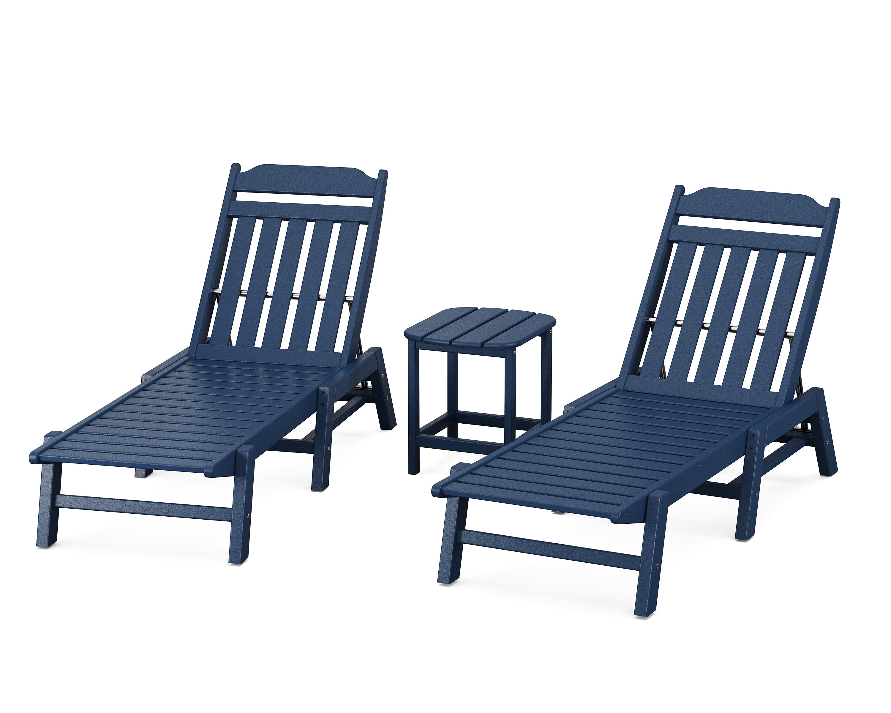 POLYWOOD Country Living 3-Piece Chaise Set in Navy