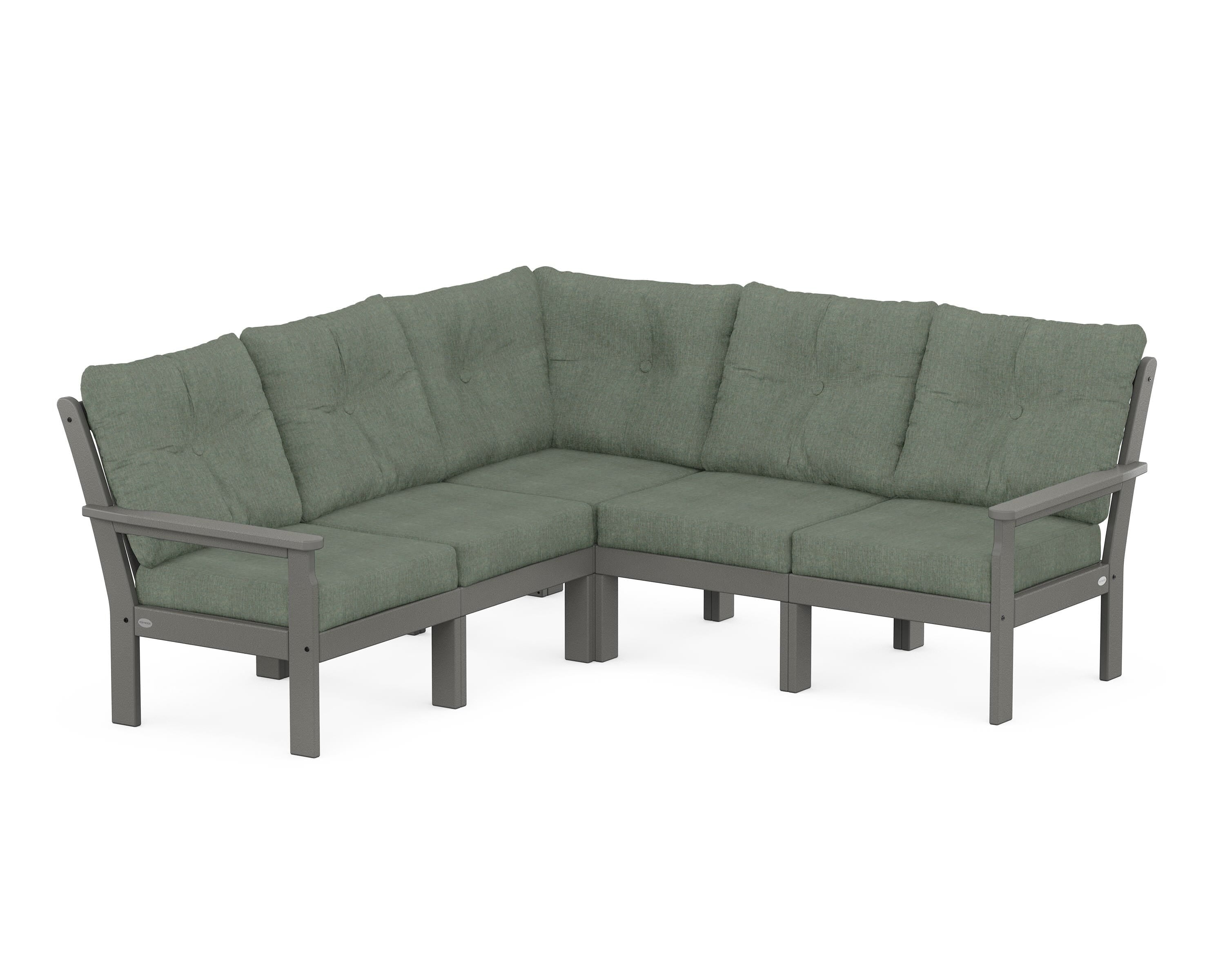 POLYWOOD Vineyard 5-Piece Sectional in Slate Grey / Cast Sage