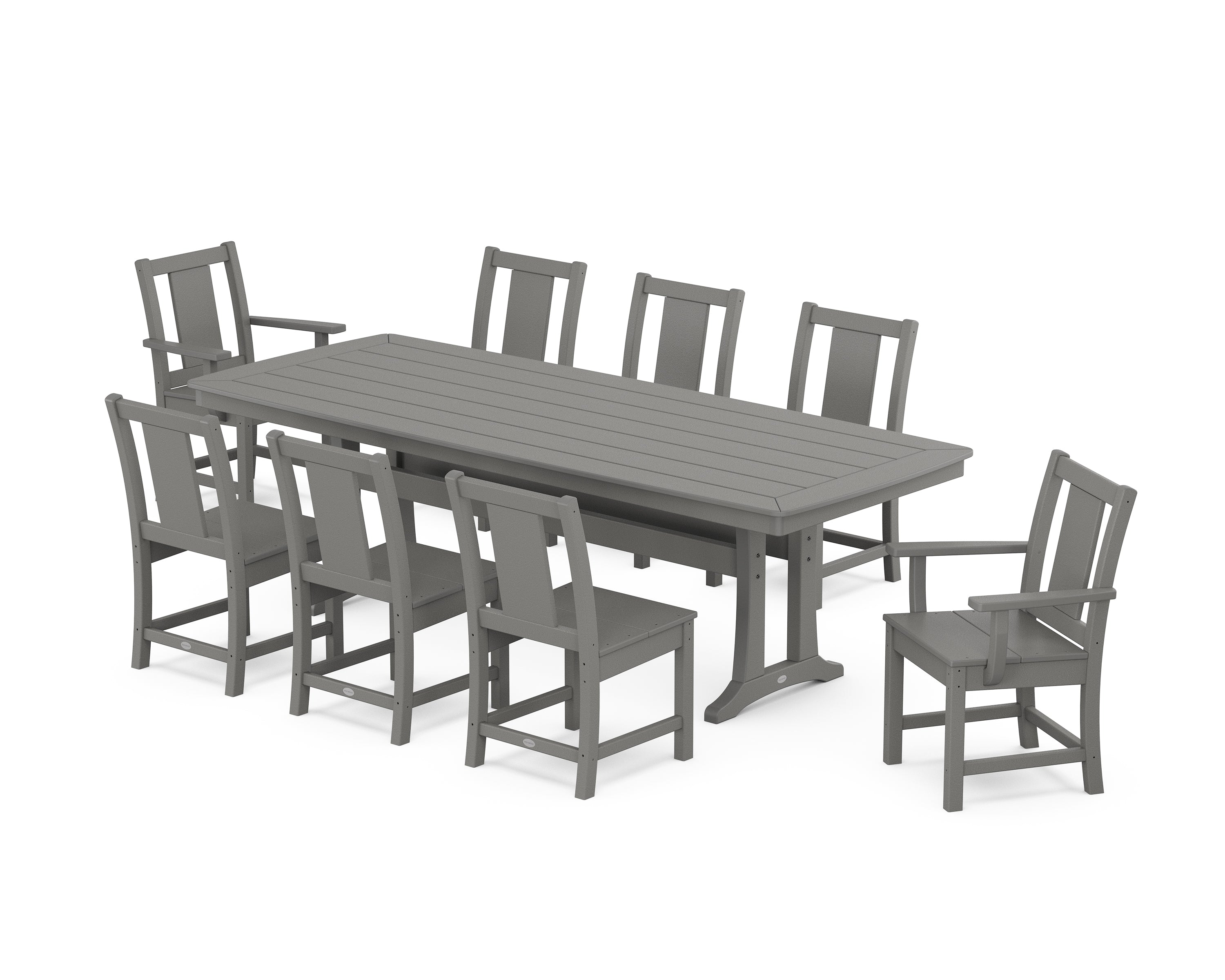 POLYWOOD Prairie 9-Piece Dining Set with Trestle Legs in Slate Grey