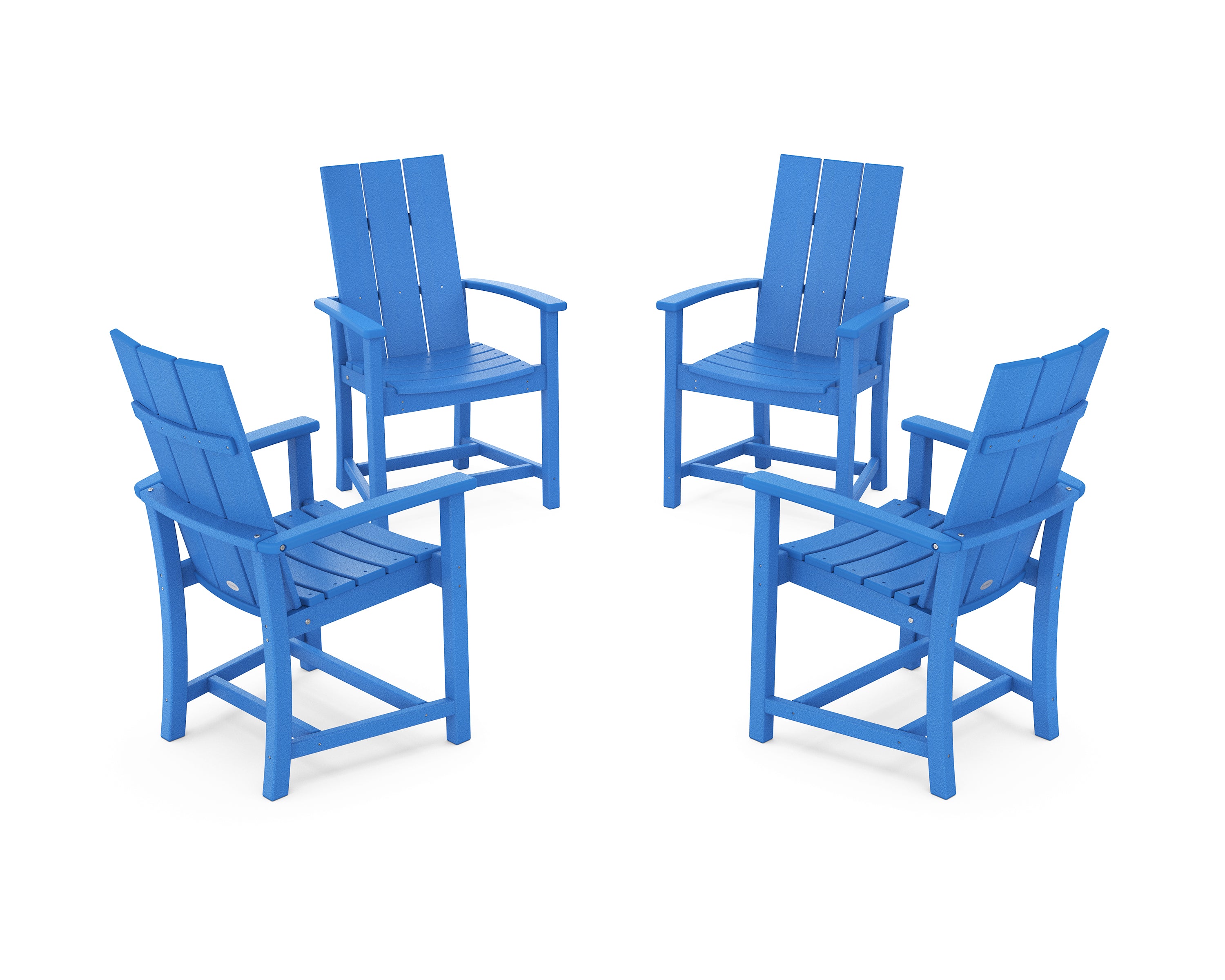 POLYWOOD Modern 4-Piece Upright Adirondack Conversation Set in Pacific Blue