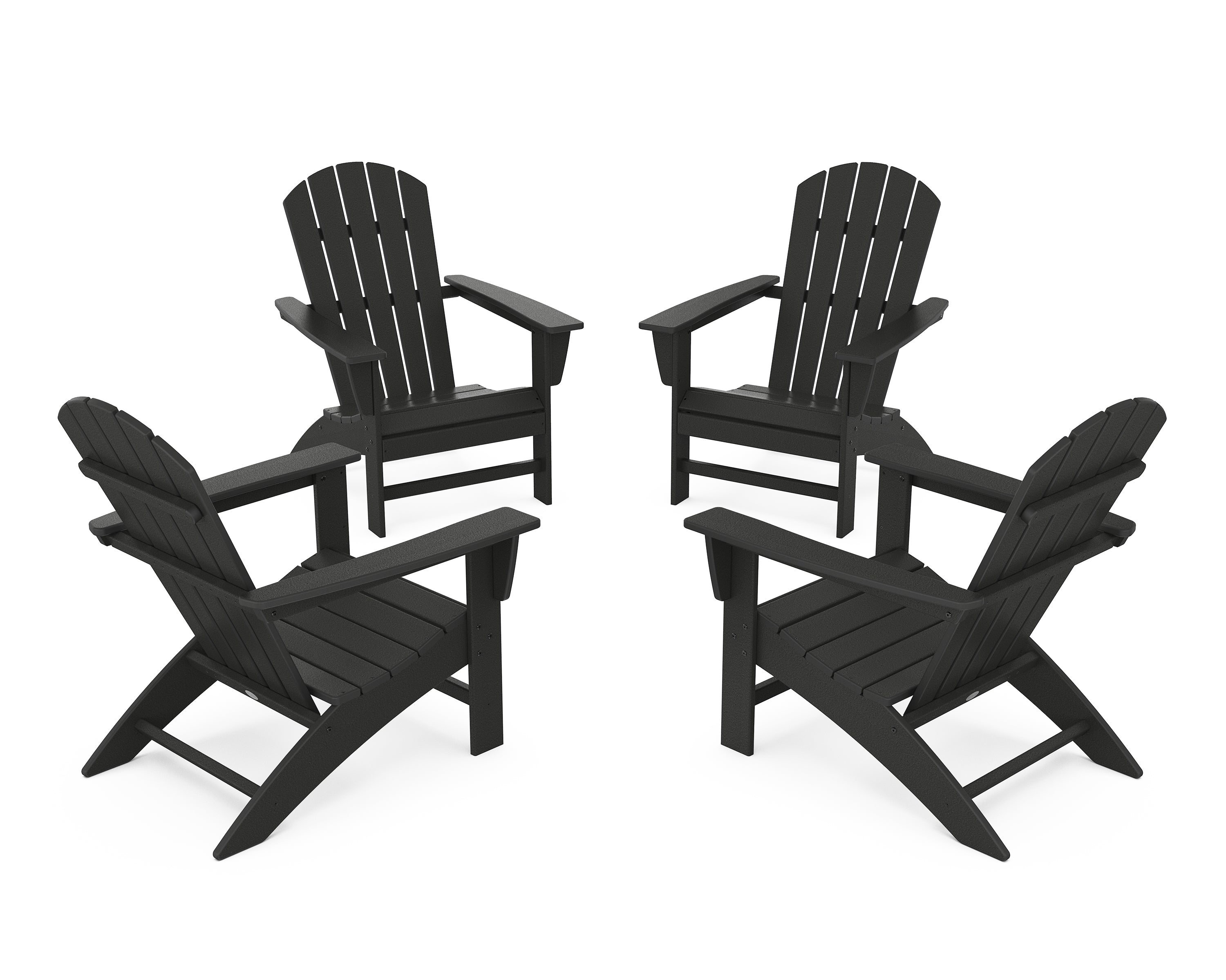POLYWOOD® Nautical 4-Piece Adirondack Conversation Set in Black