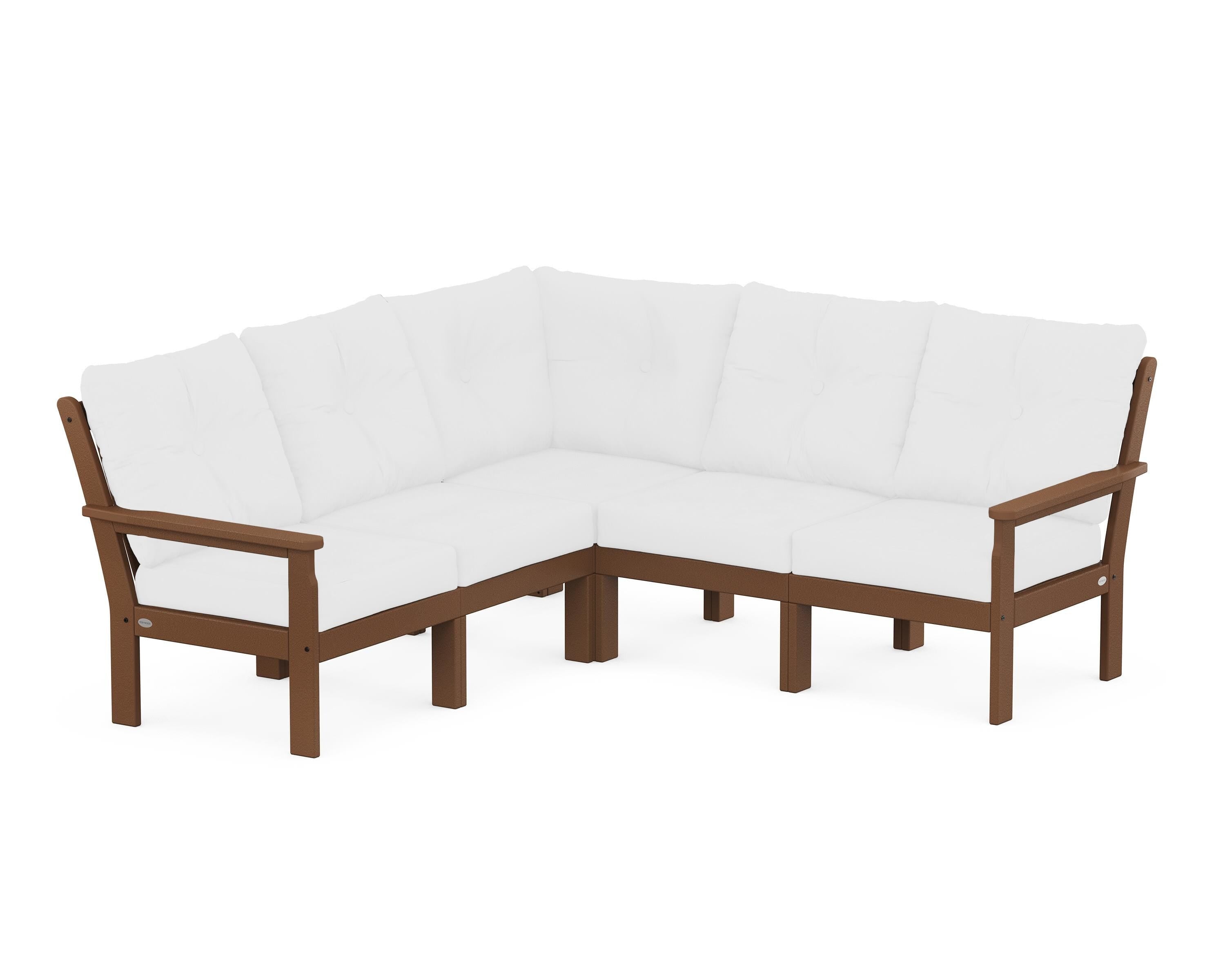 POLYWOOD Vineyard 5-Piece Sectional in Teak / Natural