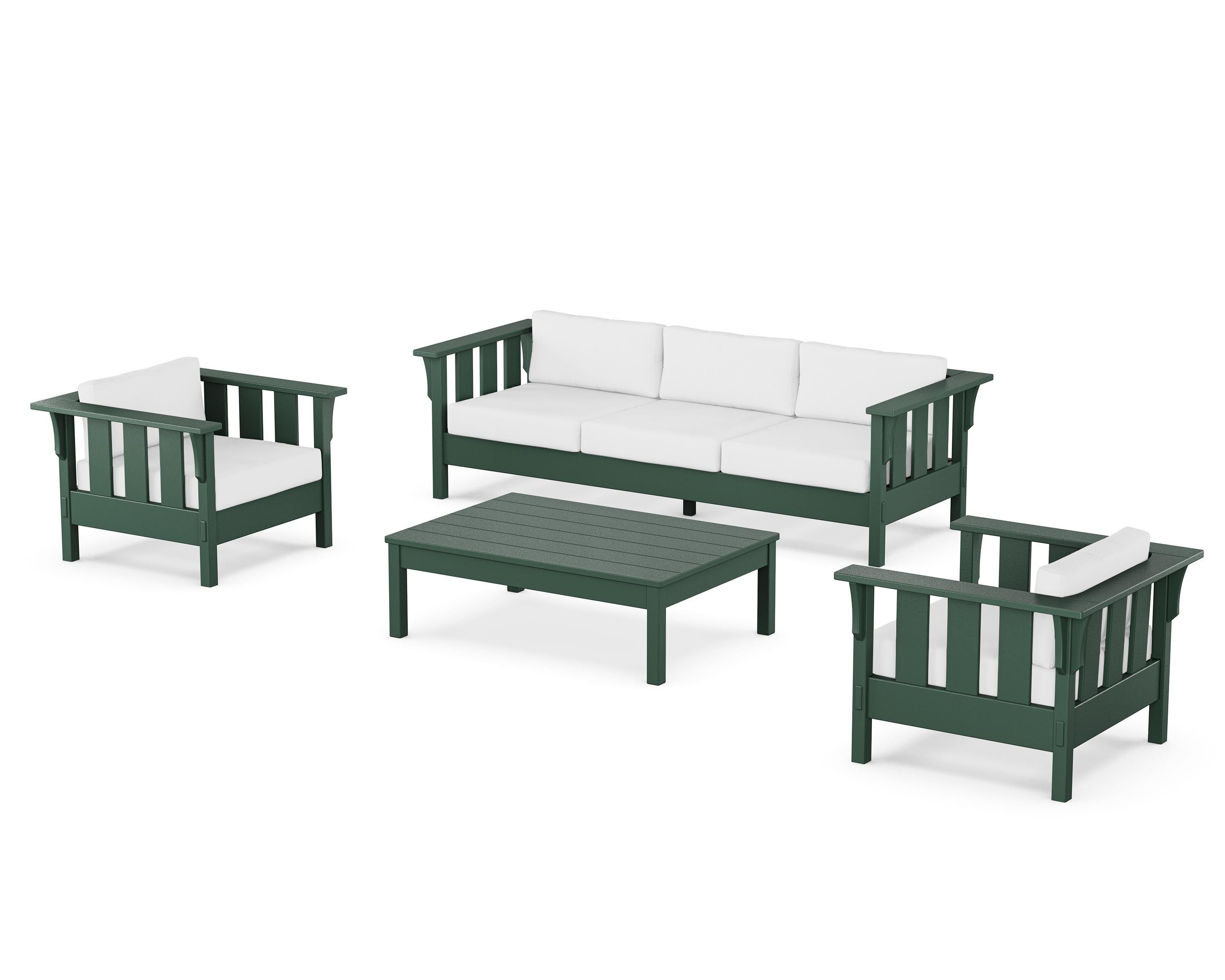 Martha Stewart by POLYWOOD Acadia 4-Piece Deep Seating Set with Sofa in Green / Natural