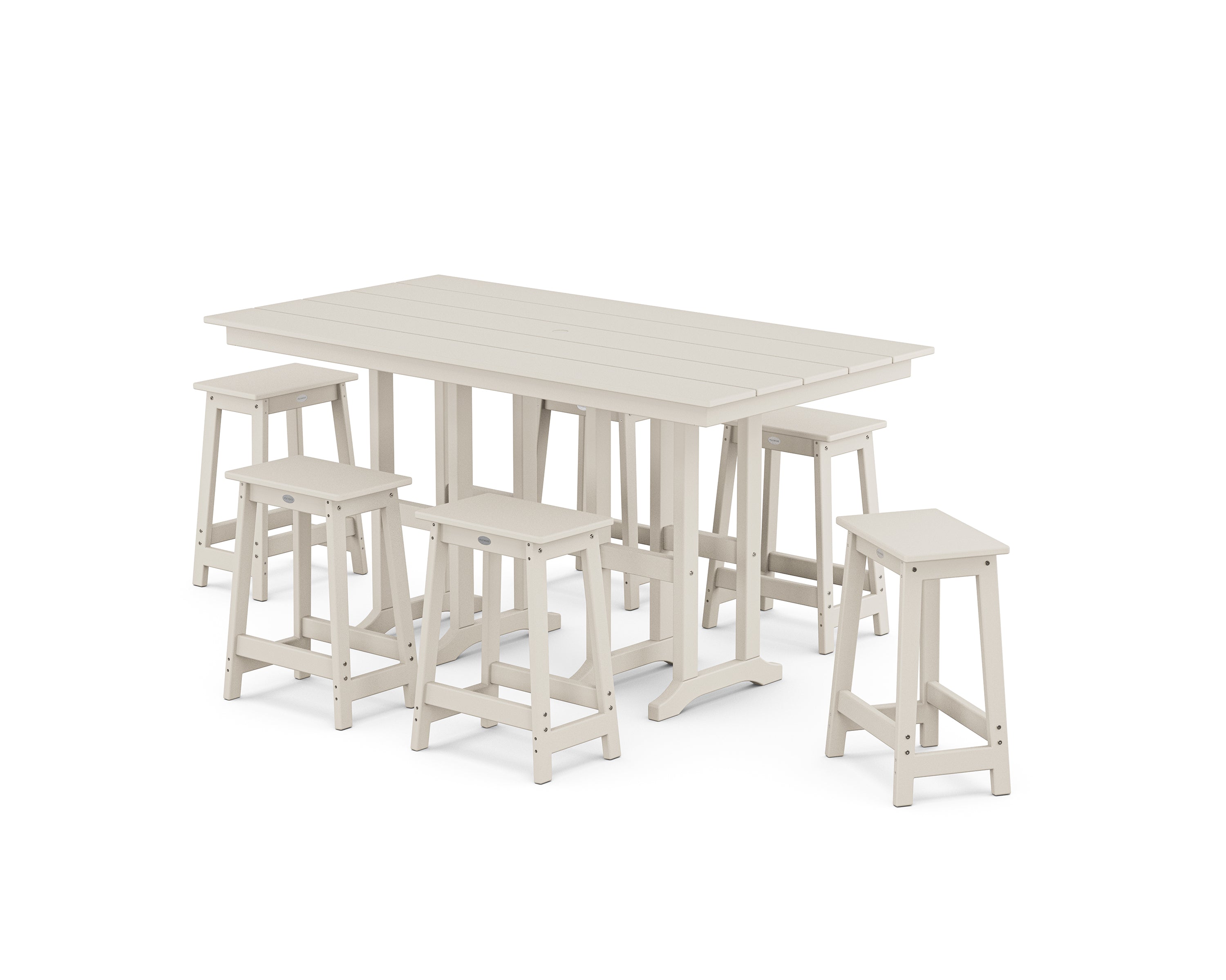 POLYWOOD Modern Studio Counter Stool 7-Piece Set in Sand