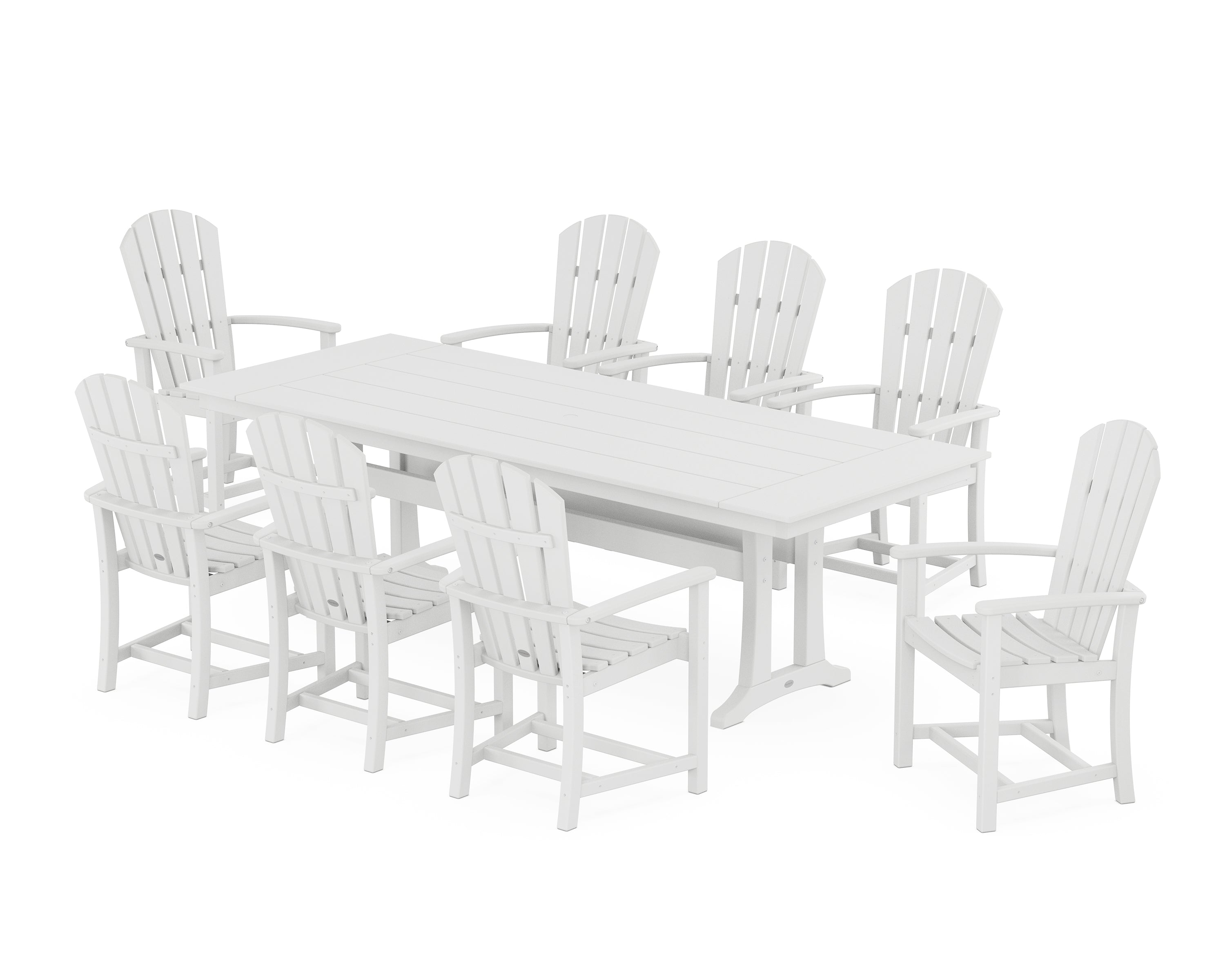 POLYWOOD Palm Coast 9-Piece Farmhouse Dining Set with Trestle Legs in White
