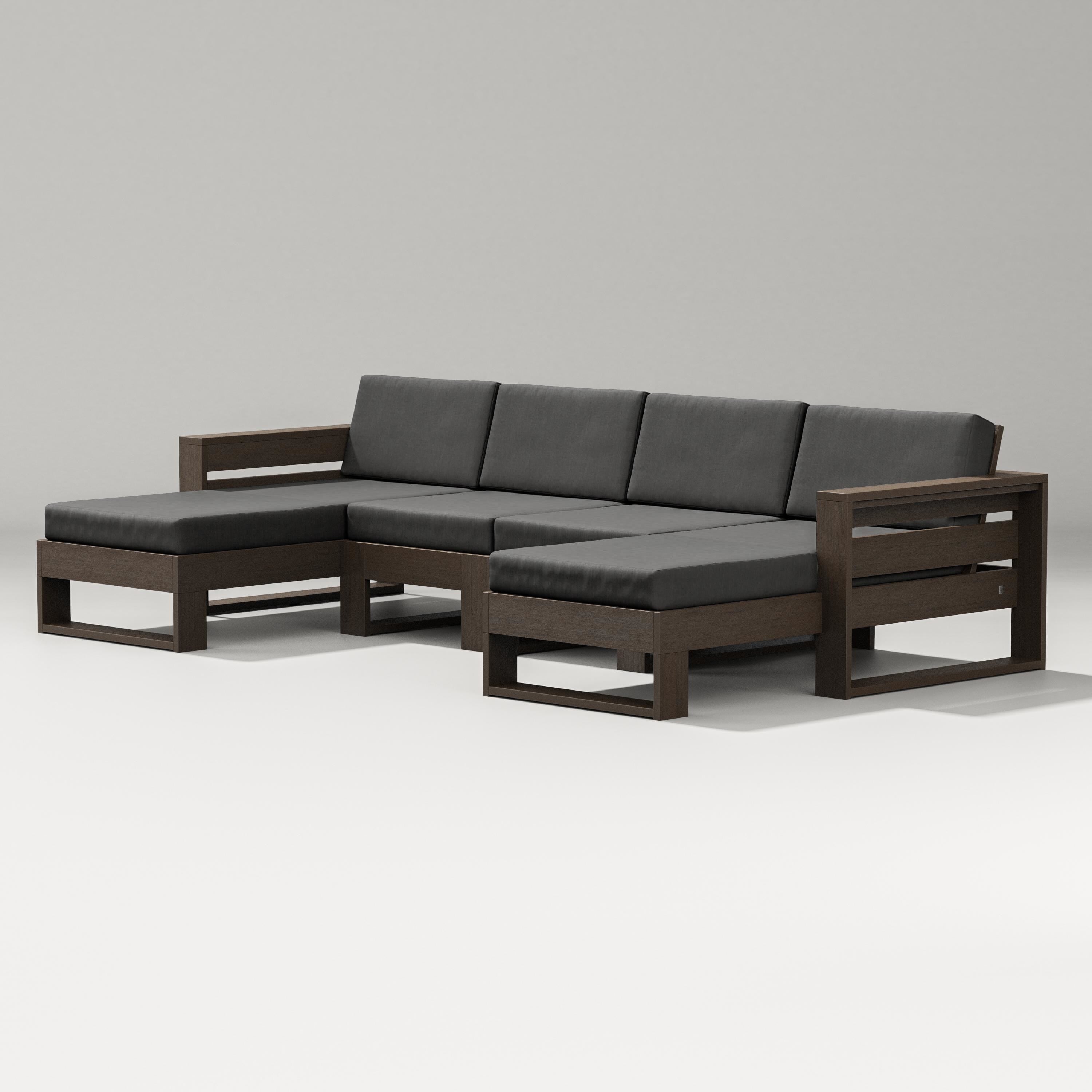 PW Designer Series Latitude Double Chaise Sectional in Kona / Spectrum Carbon