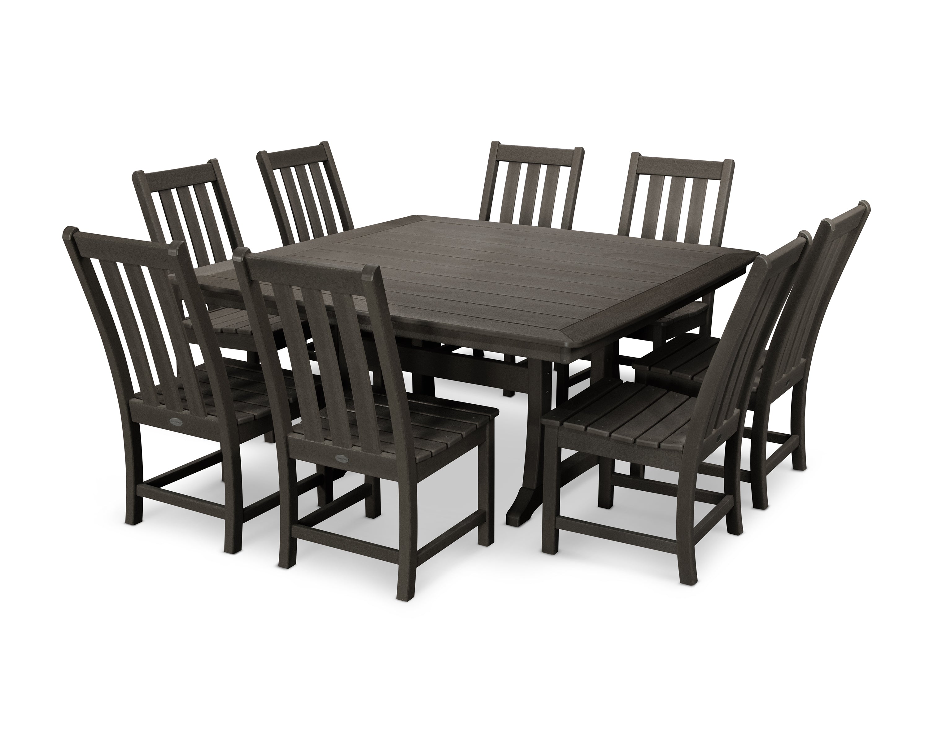 POLYWOOD Vineyard 9-Piece Dining Set in Vintage Coffee