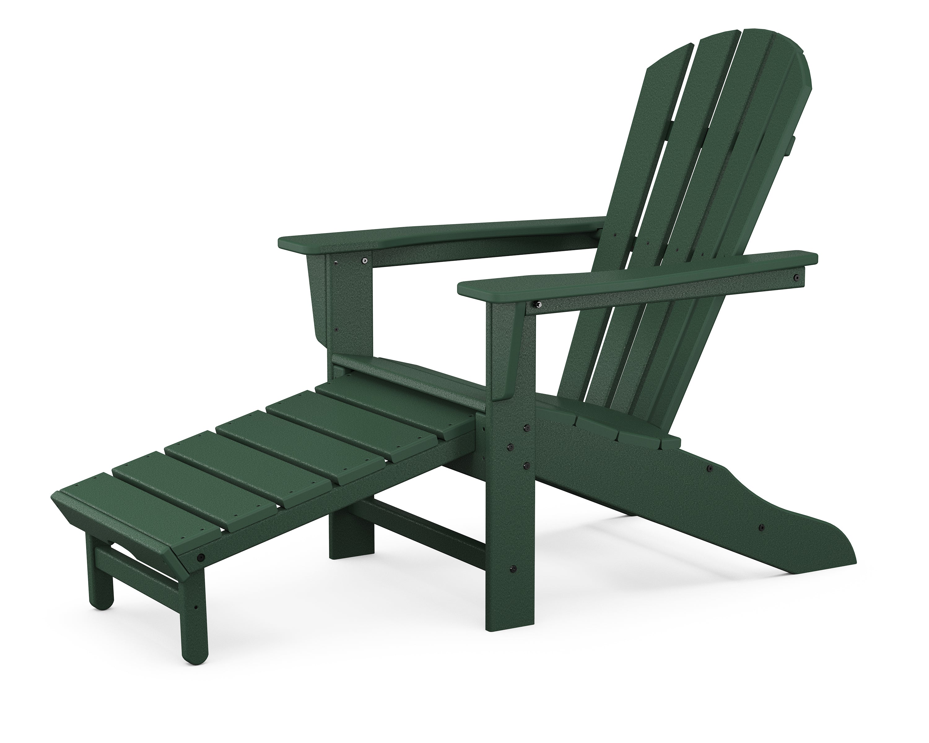 POLYWOOD Palm Coast Ultimate Adirondack with Hideaway Ottoman in Green