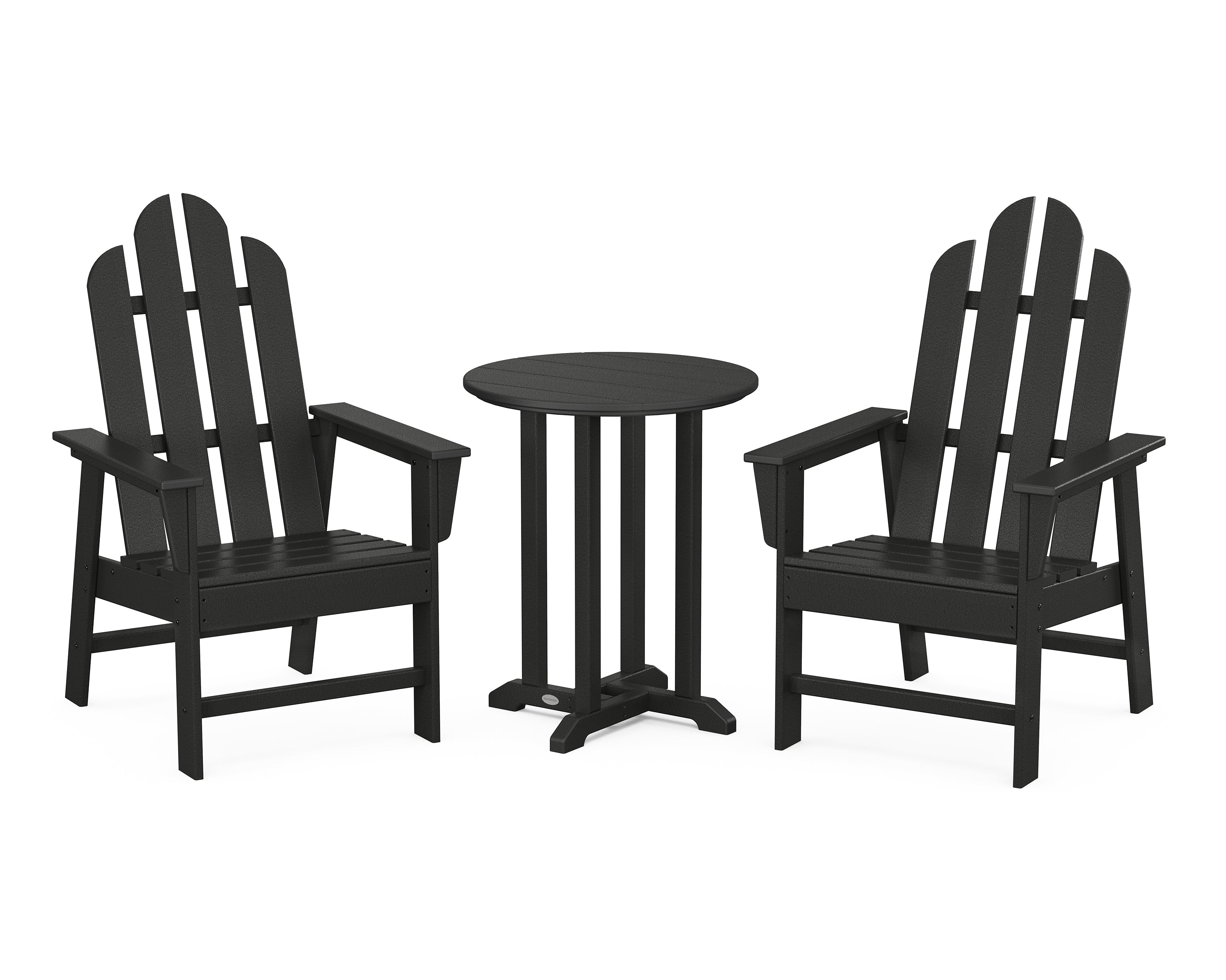 POLYWOOD Long Island 3-Piece Round Bistro Dining Set in Black