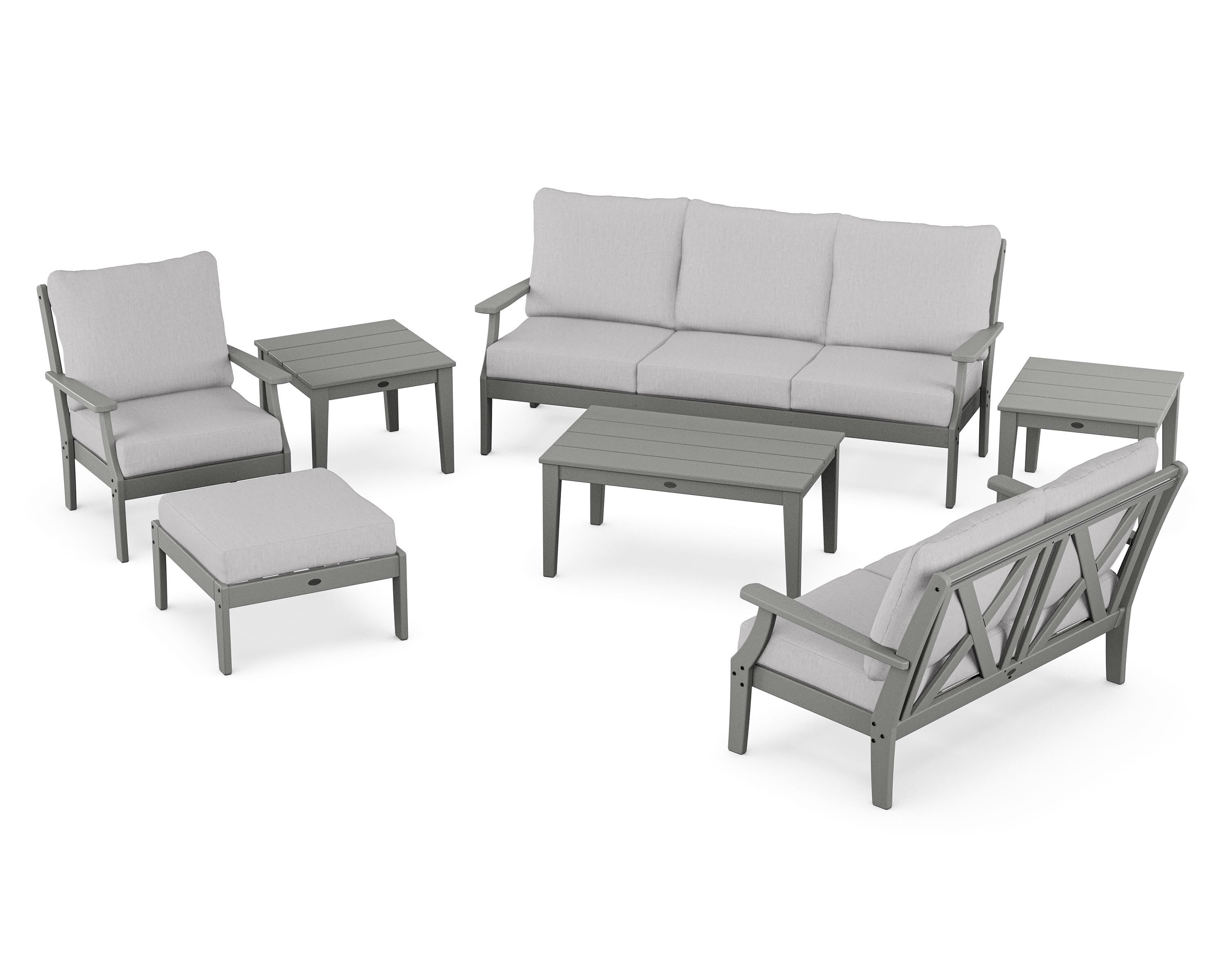 POLYWOOD Braxton 7-Piece Deep Seating Set in Slate Grey / Granite