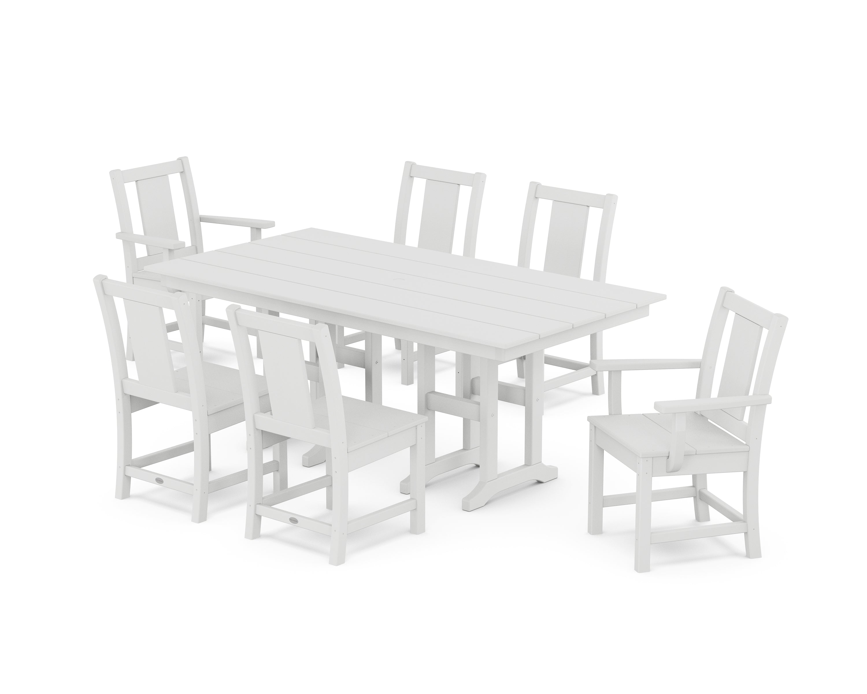 POLYWOOD Prairie 7-Piece Farmhouse Dining Set in White