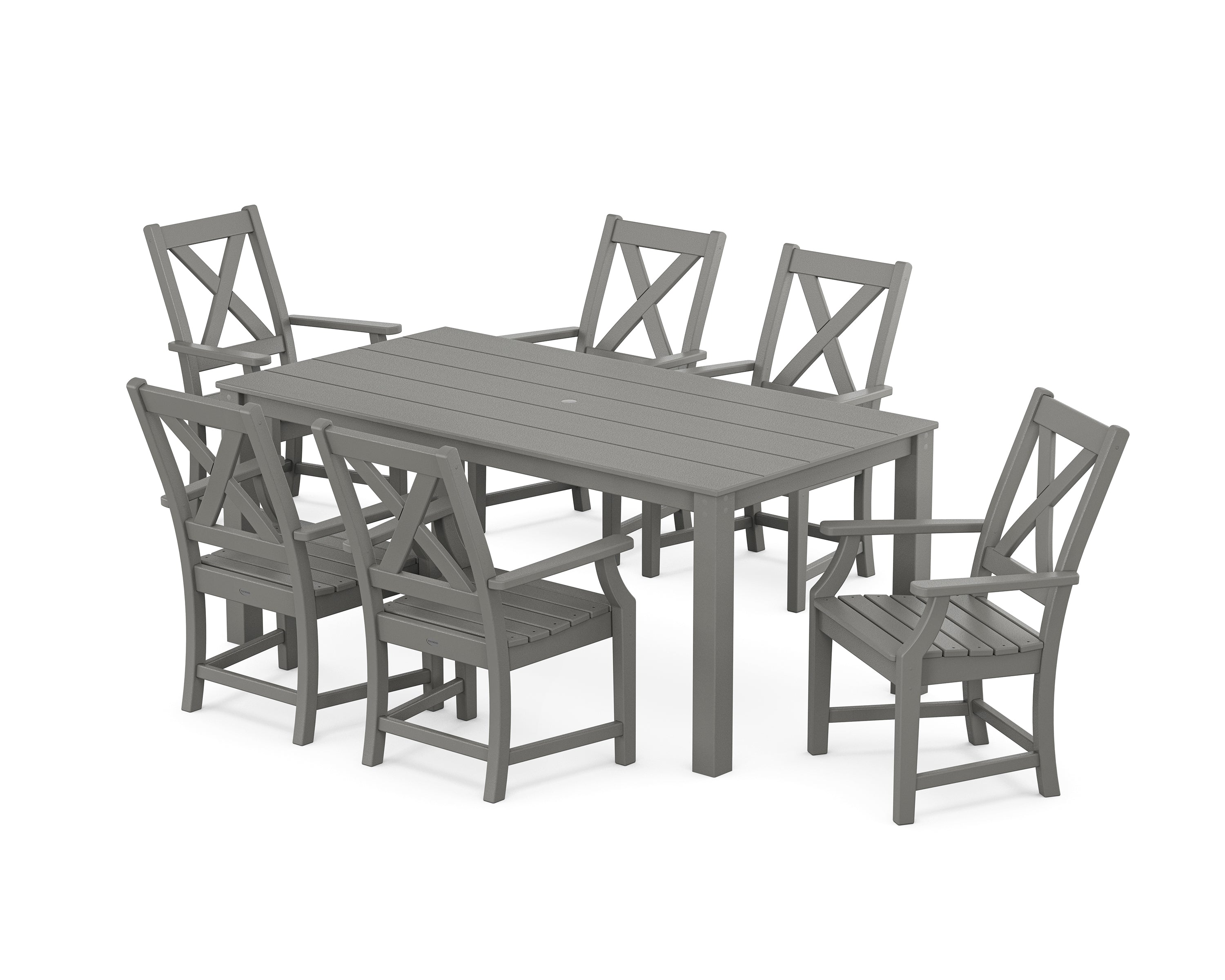 POLYWOOD Braxton Arm Chair 7-Piece Parsons Dining Set in Slate Grey