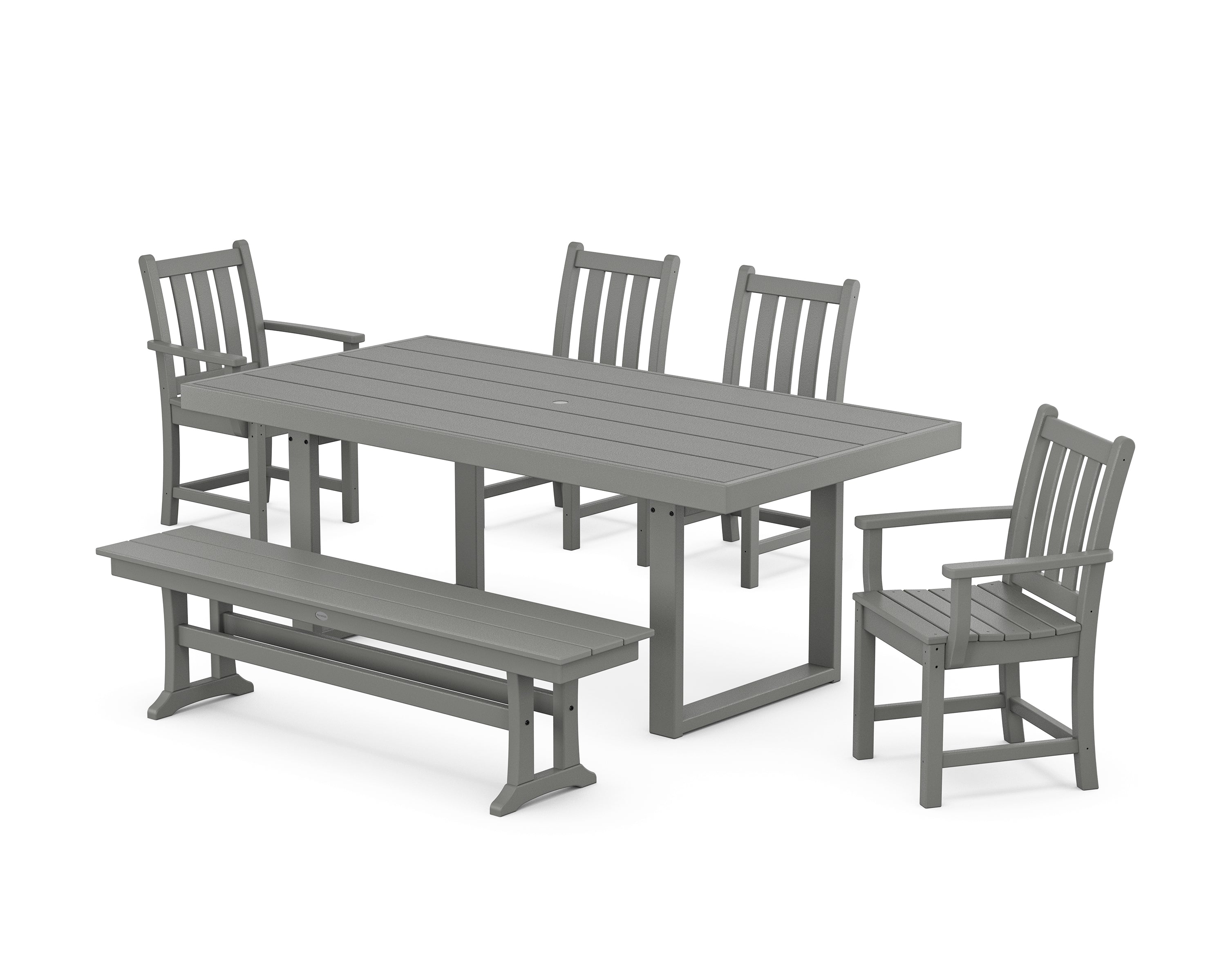 POLYWOOD Traditional Garden 6-Piece Dining Set in Slate Grey