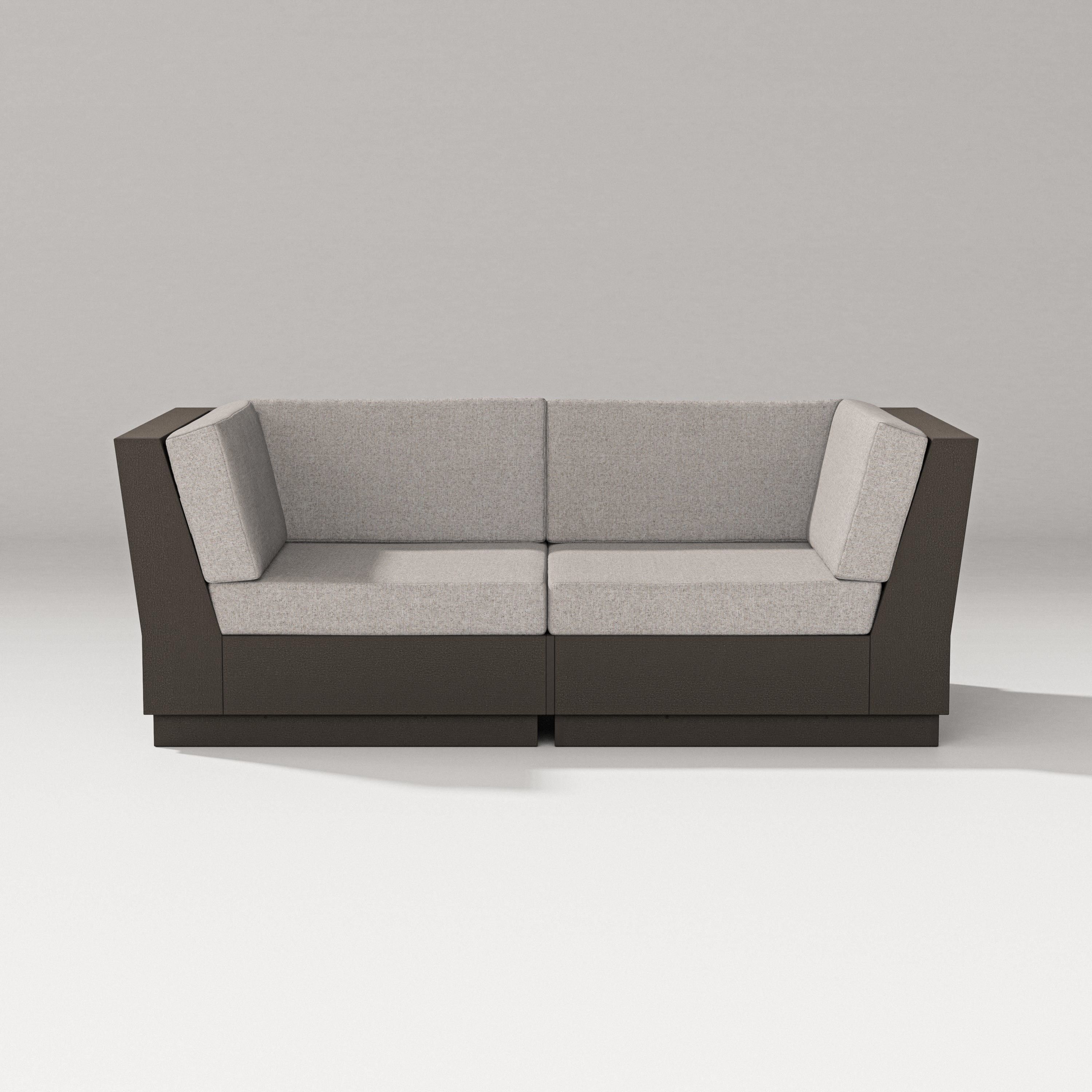 PW Designer Series Elevate Loveseat Sectional in Vintage Coffee / Weathered Tweed