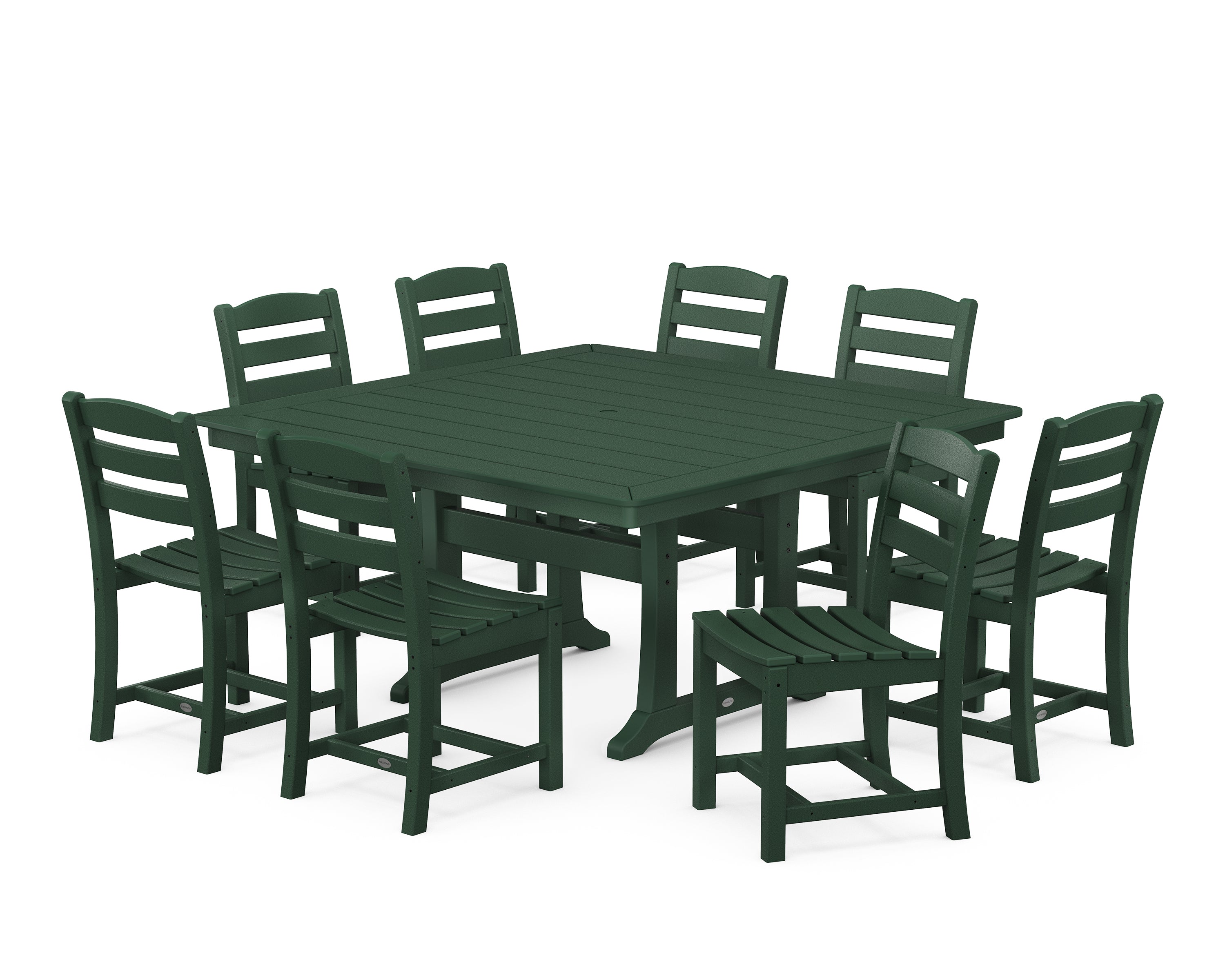 POLYWOOD La Casa Café 9-Piece Nautical Trestle Dining Set in Green