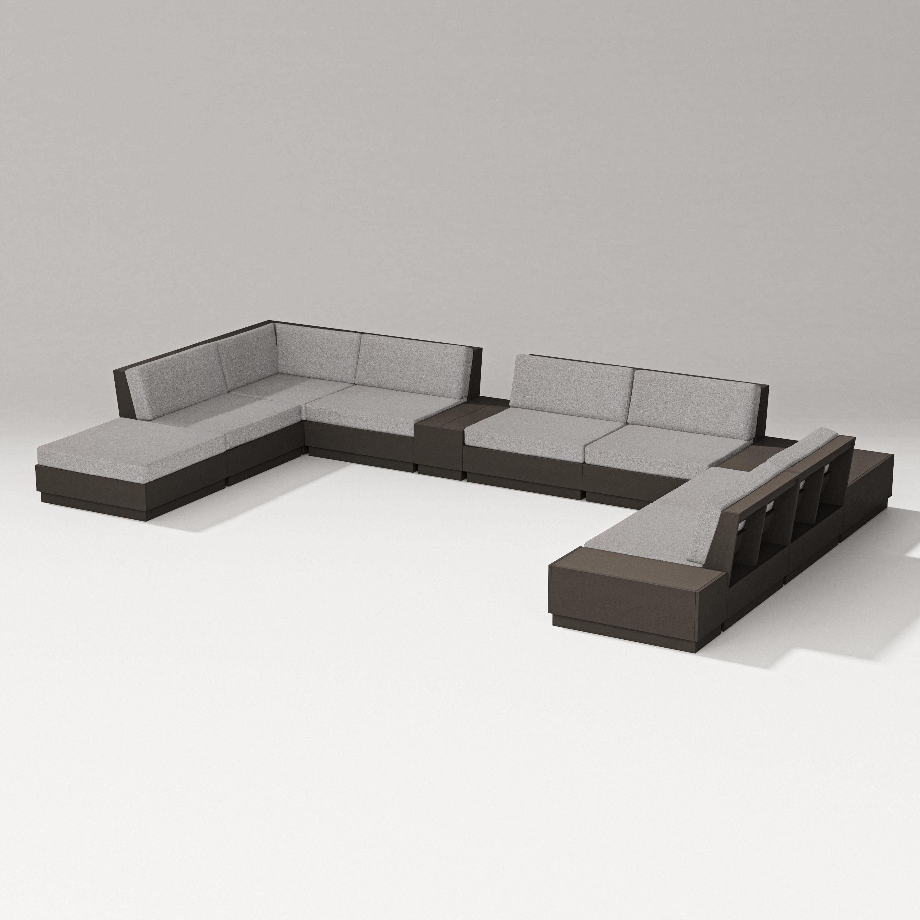 PW Designer Series Elevate 11-Piece Conversation Sectional Set in Vintage Coffee / Grey Mist