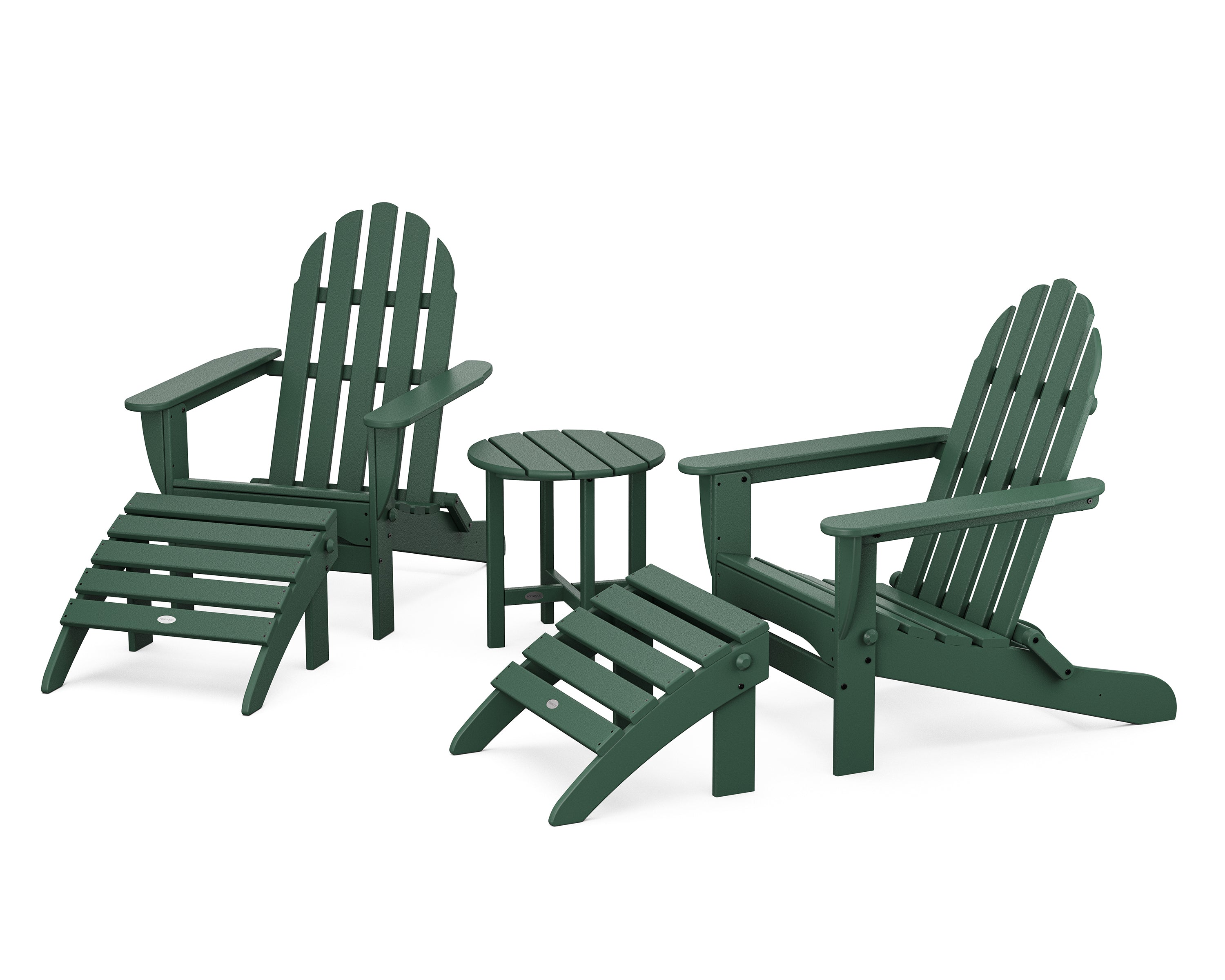 POLYWOOD® Classic Adirondack 5-Piece Casual Set in Green