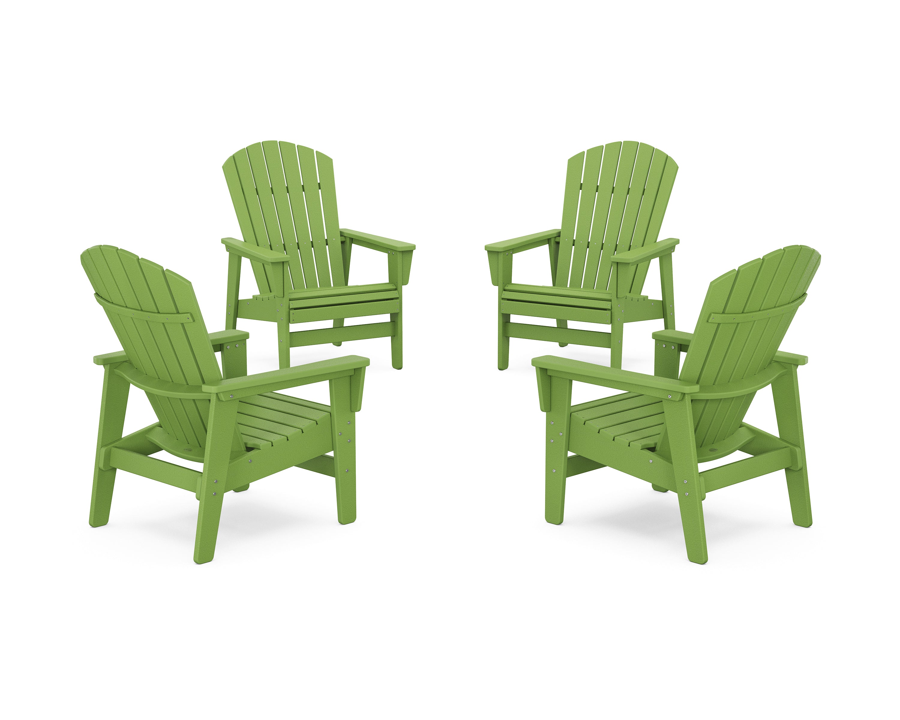 POLYWOOD 4-Piece Nautical Grand Upright Adirondack Chair Conversation Set in Lime