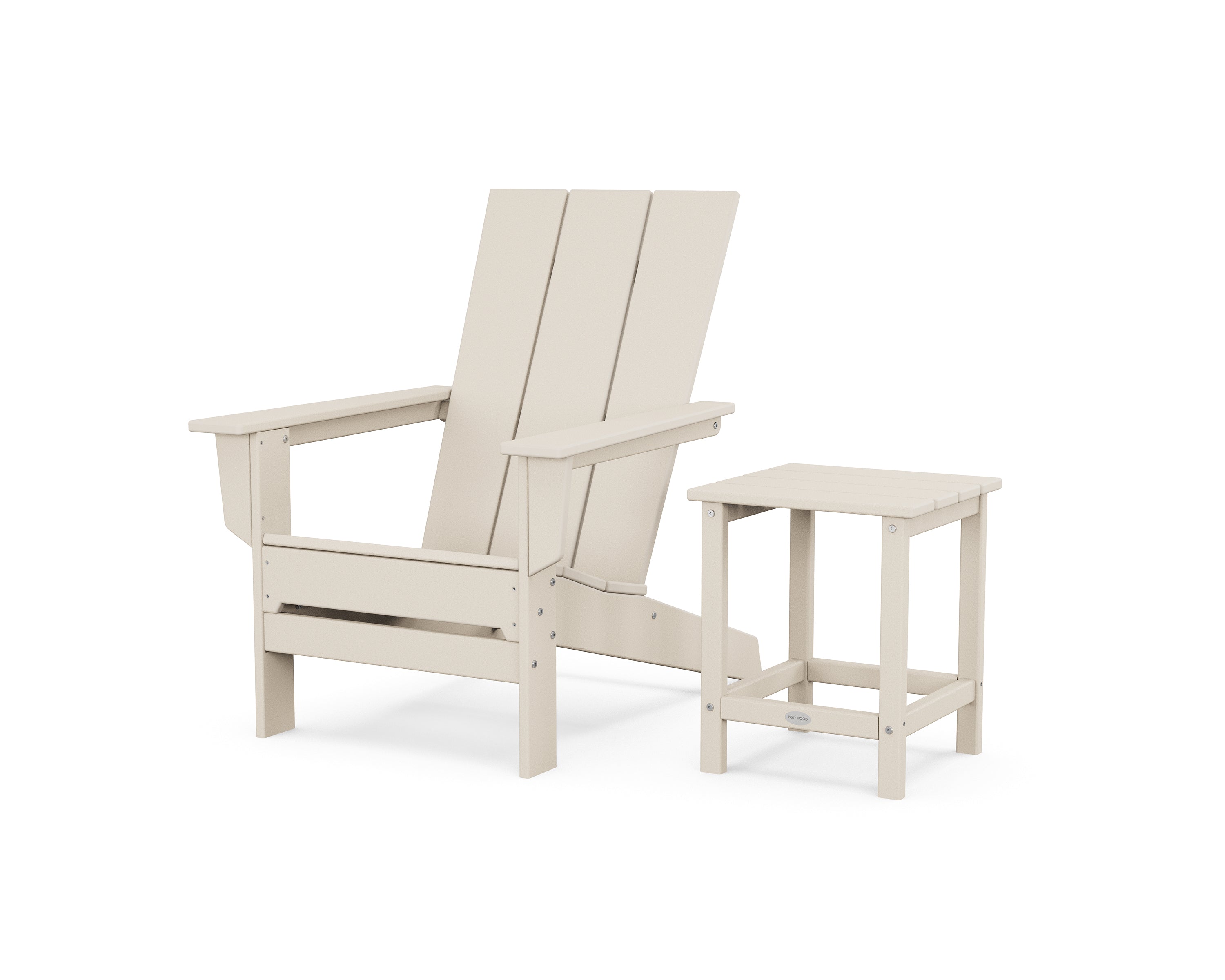 POLYWOOD Modern Studio Adirondack Chair with Side Table in Sand
