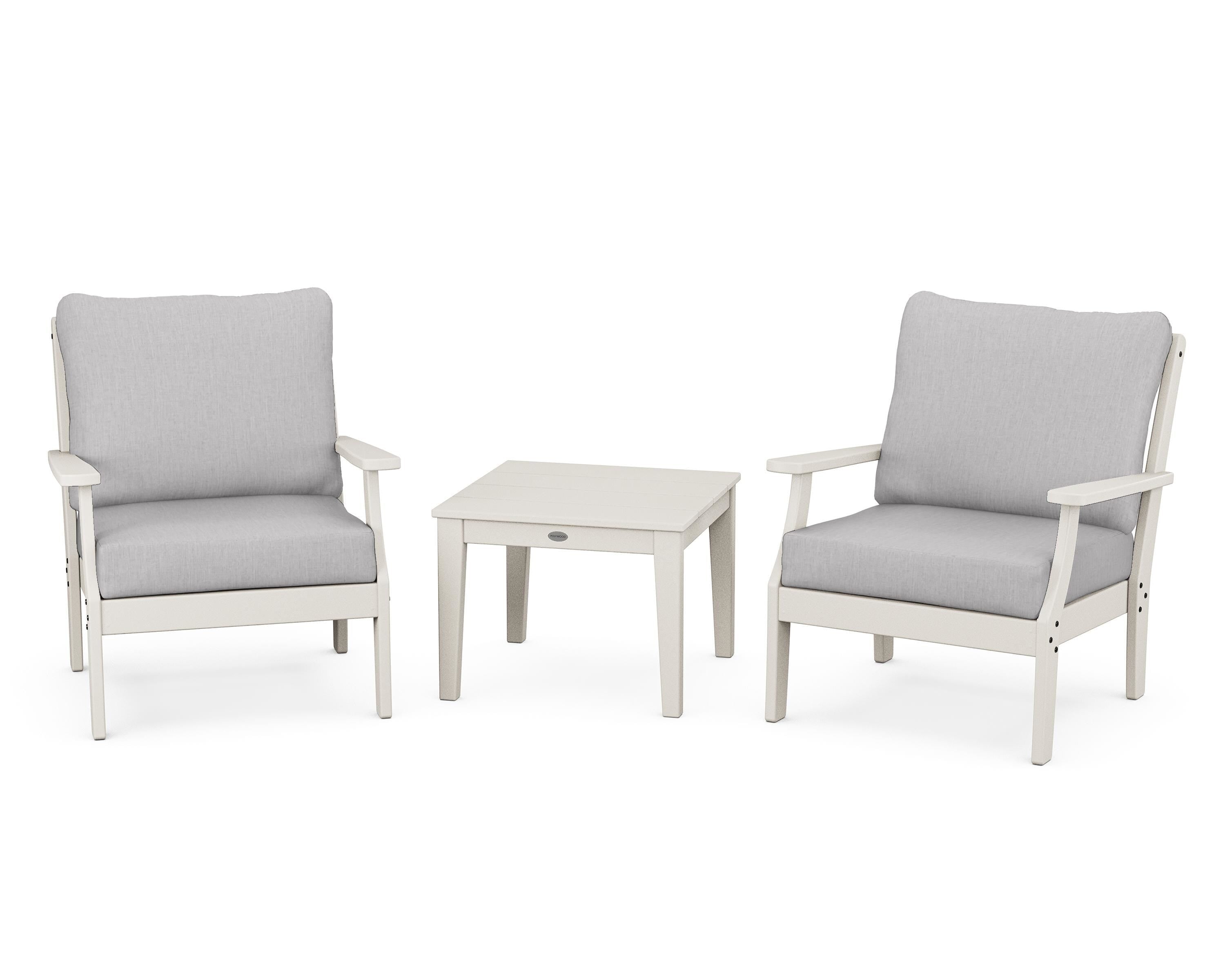 POLYWOOD Braxton 3-Piece Deep Seating Set in Sand / Granite