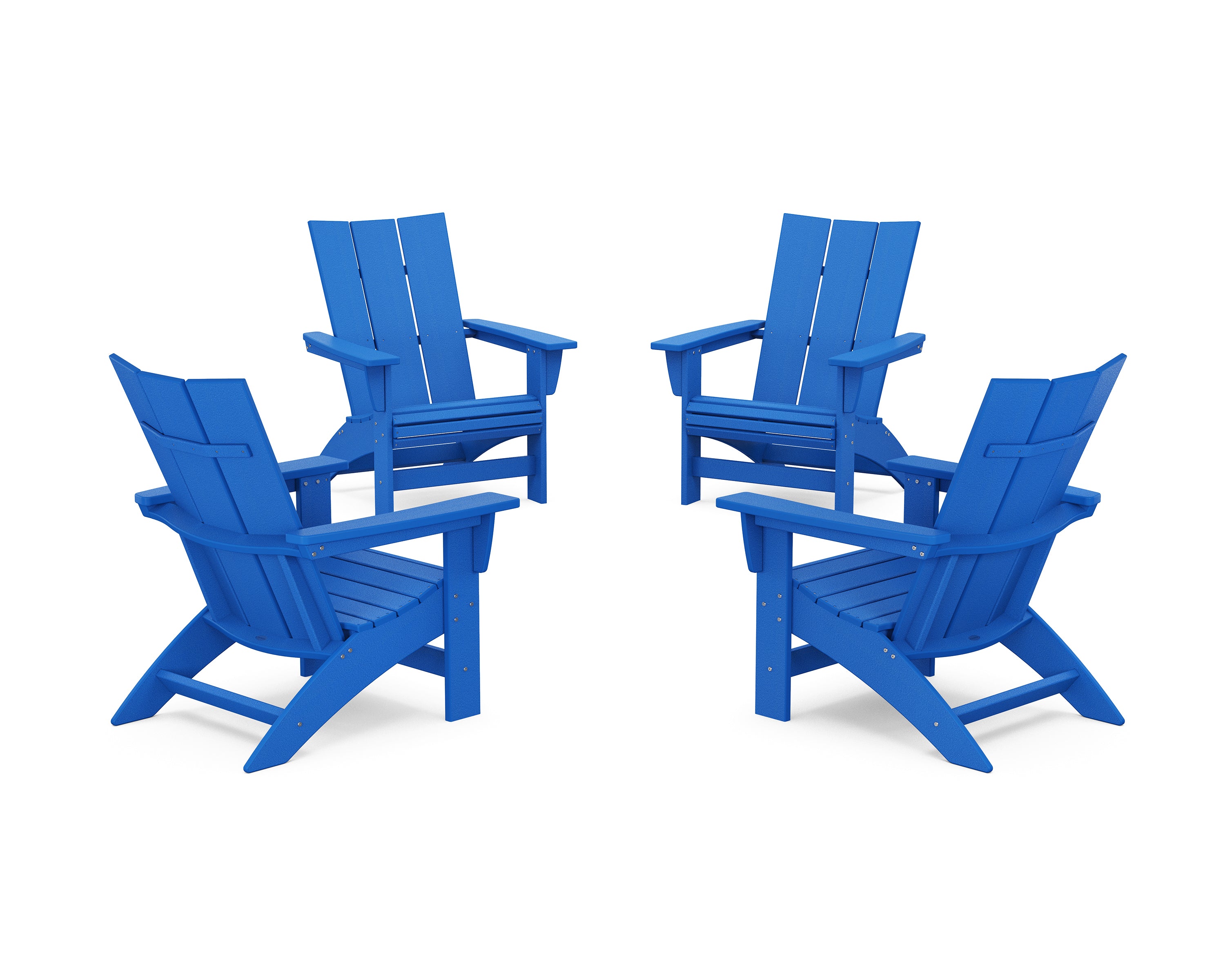 POLYWOOD 4-Piece Modern Grand Adirondack Chair Conversation Set in Pacific Blue