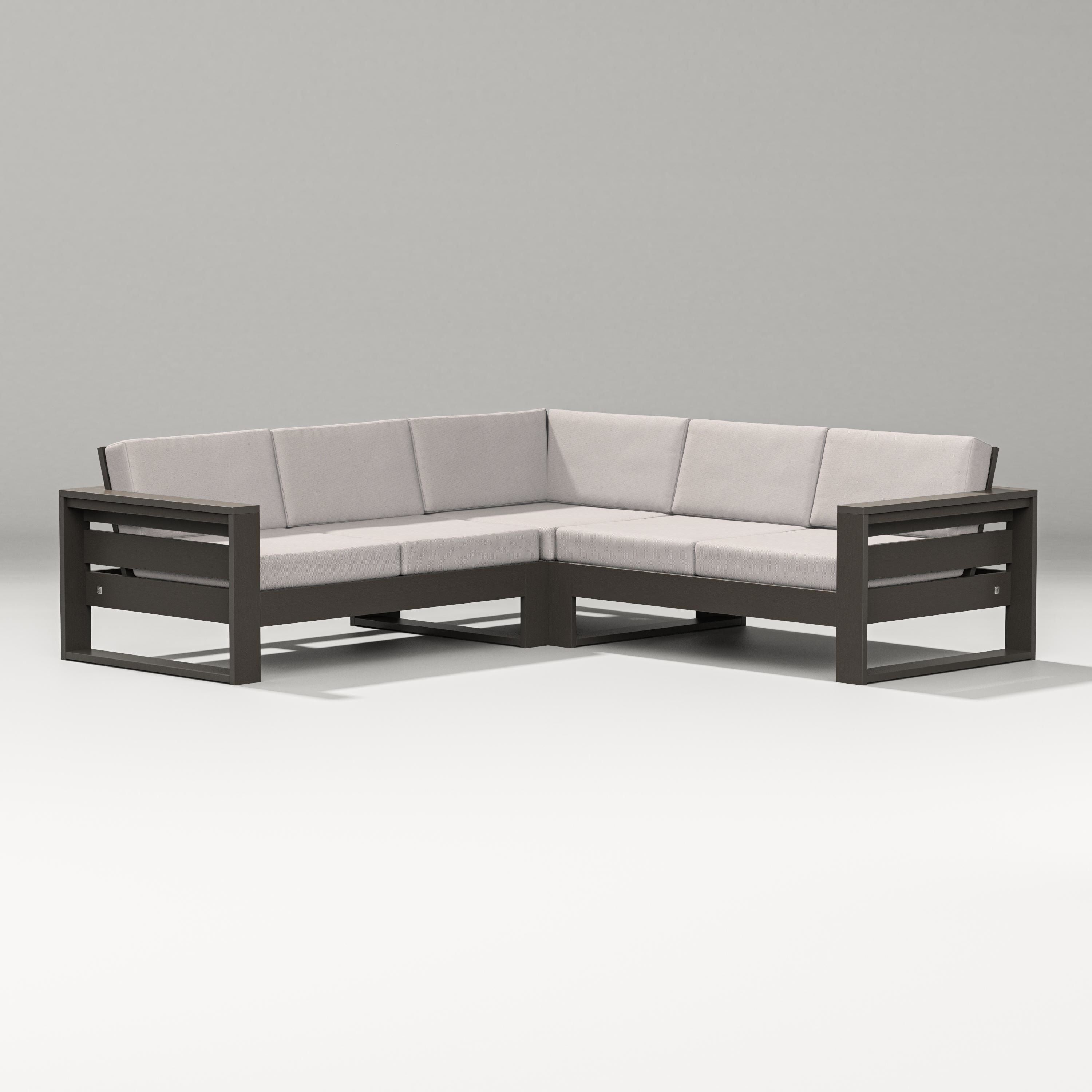 PW Designer Series Latitude Corner Sectional in Vintage Coffee / Dune Burlap