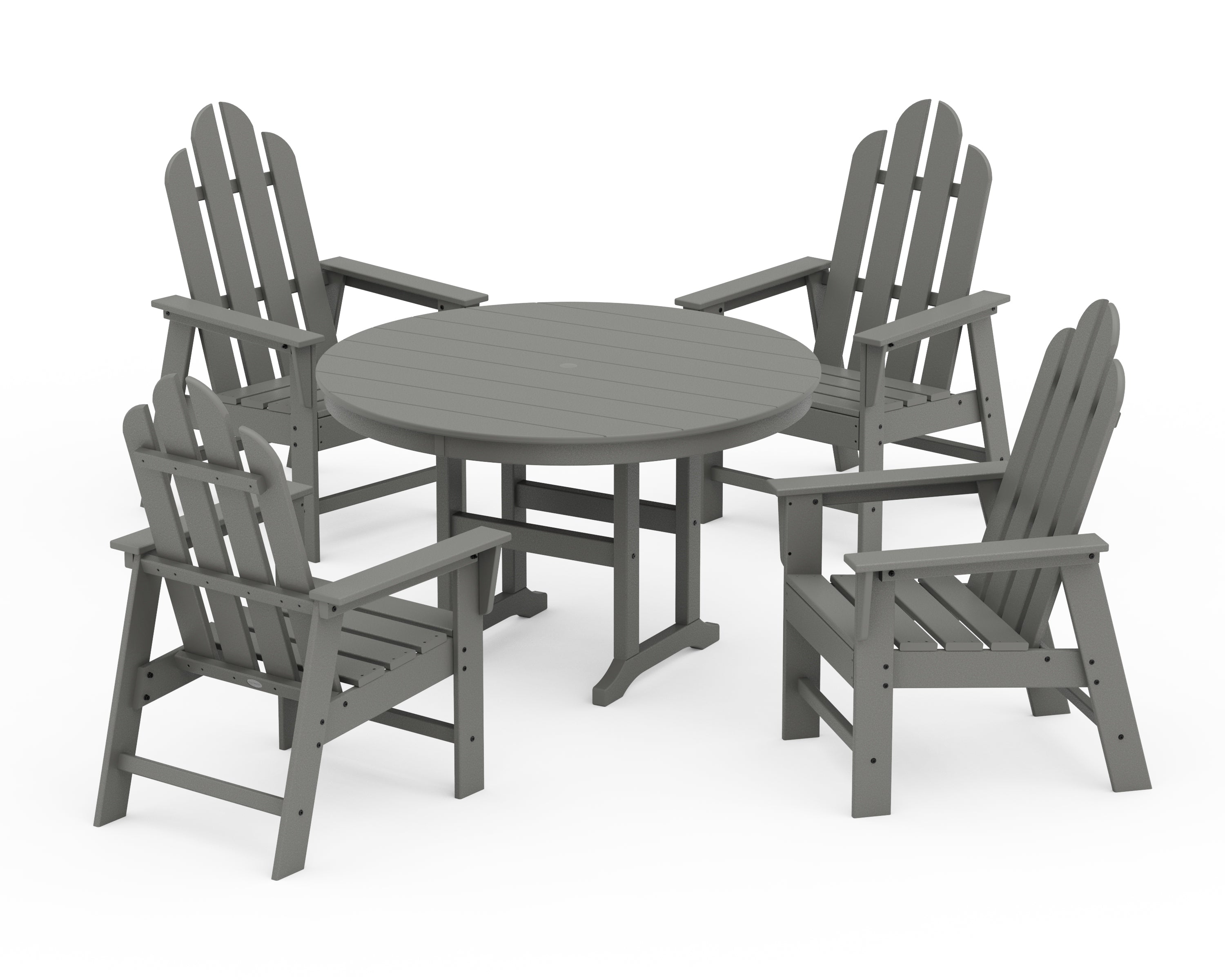 POLYWOOD Long Island 5-Piece Round Farmhouse Dining Set in Slate Grey
