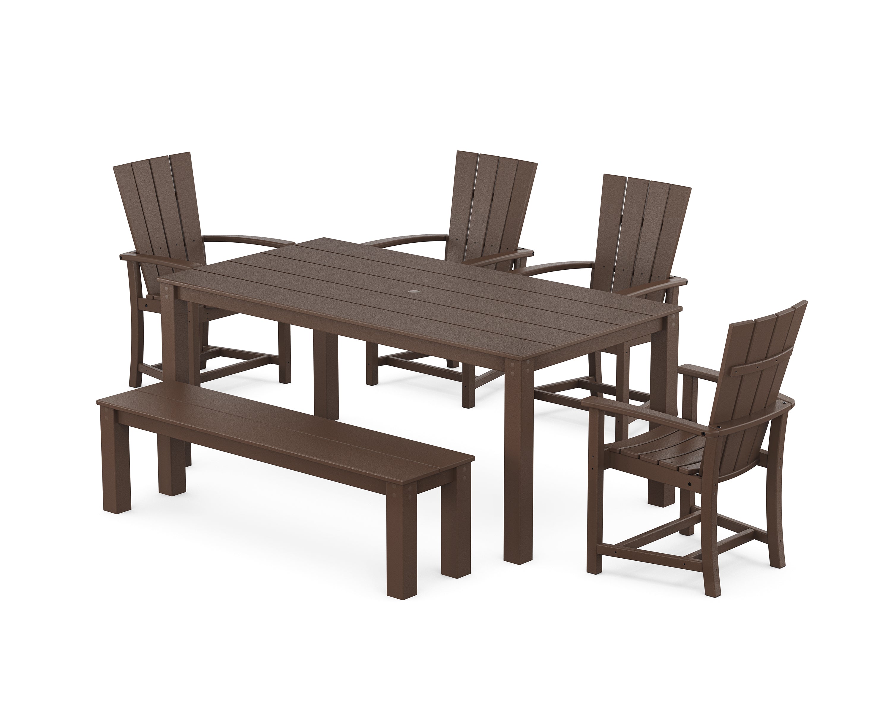 POLYWOOD Quattro 6-Piece Parsons Dining Set with Bench in Mahogany
