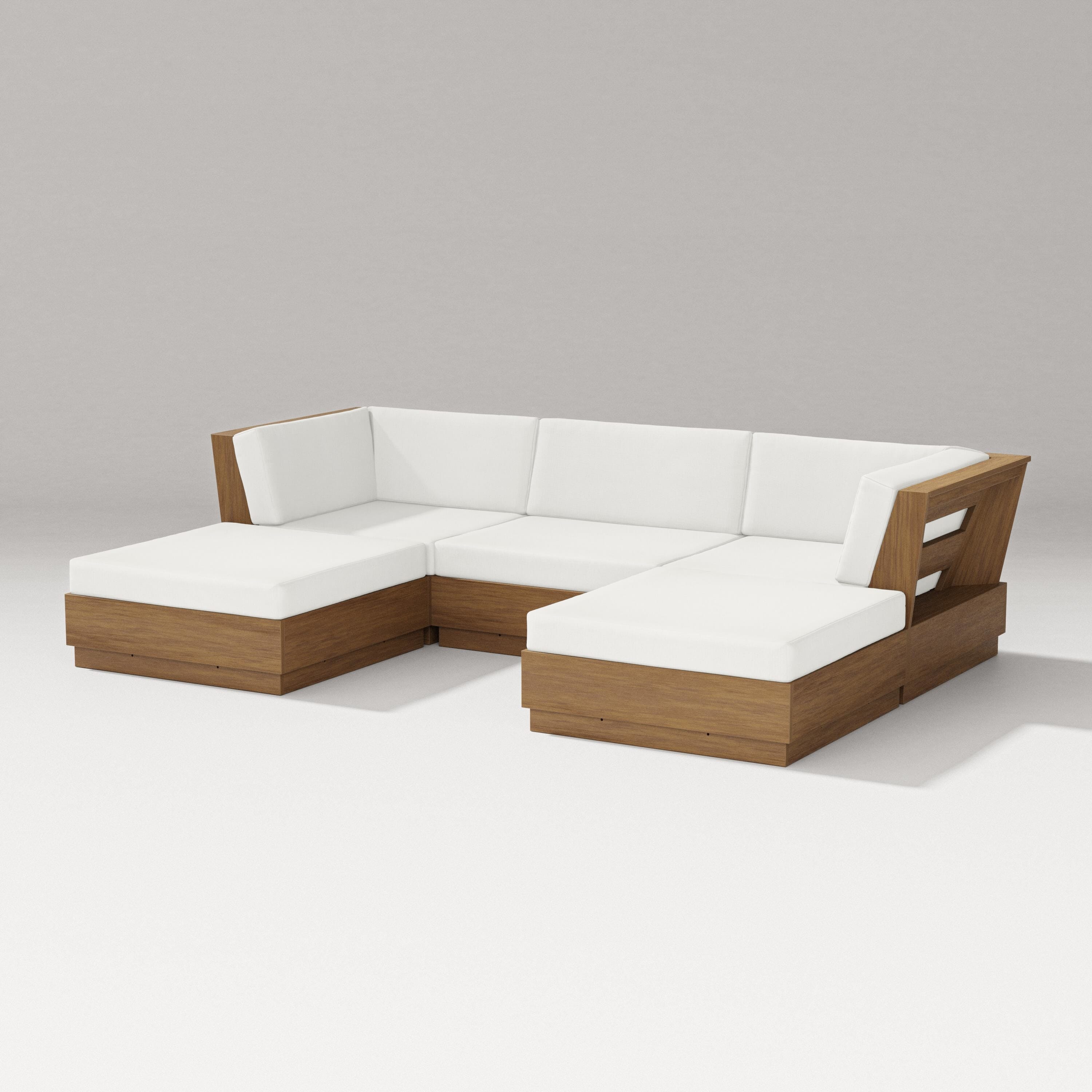 PW Designer Series Elevate Double Chaise Sectional in Natural / Natural Linen