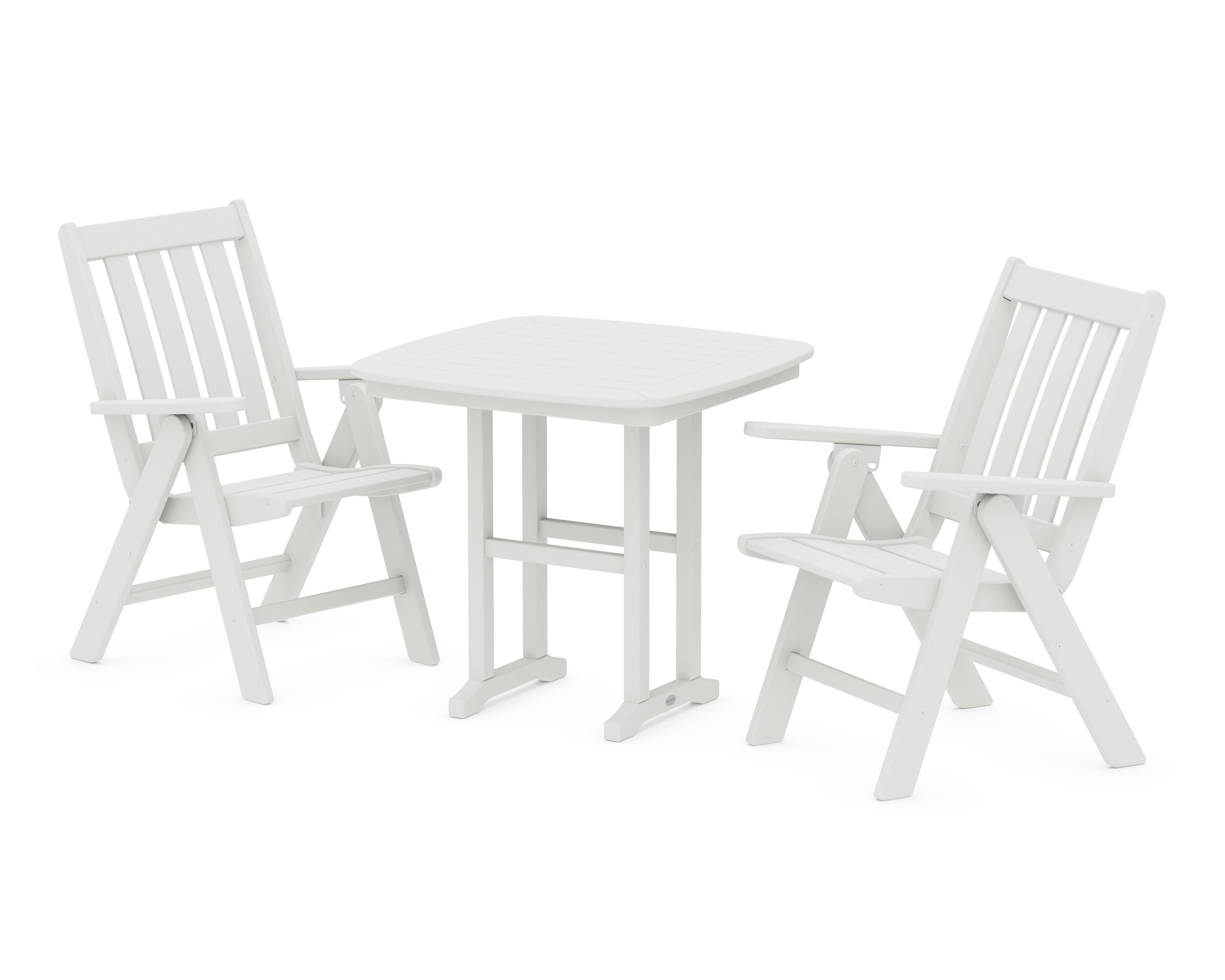 POLYWOOD Vineyard Folding Chair 3-Piece Dining Set in Vintage White