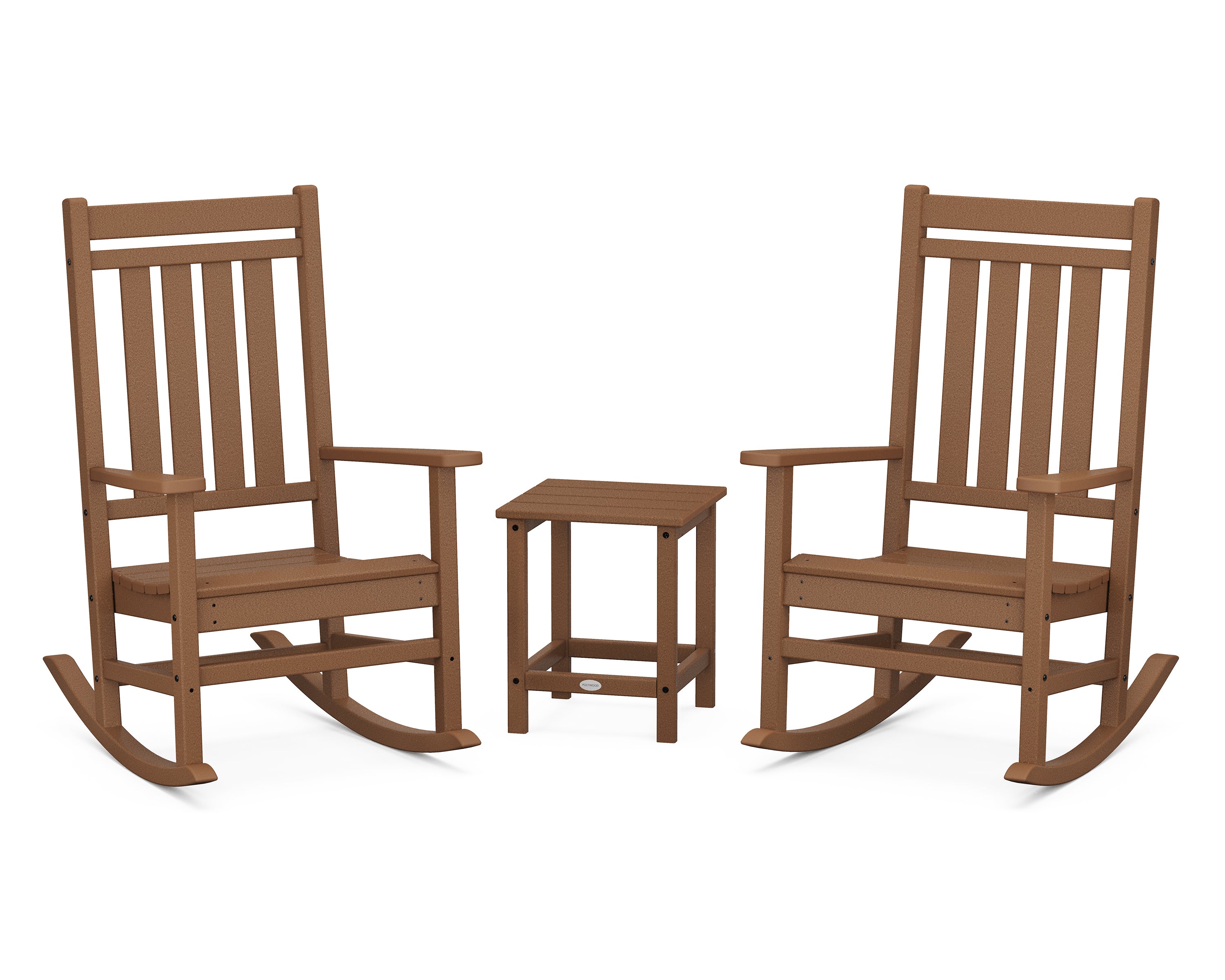 POLYWOOD® Estate 3-Piece Rocking Chair Set with Long Island 18" Side Table in Teak