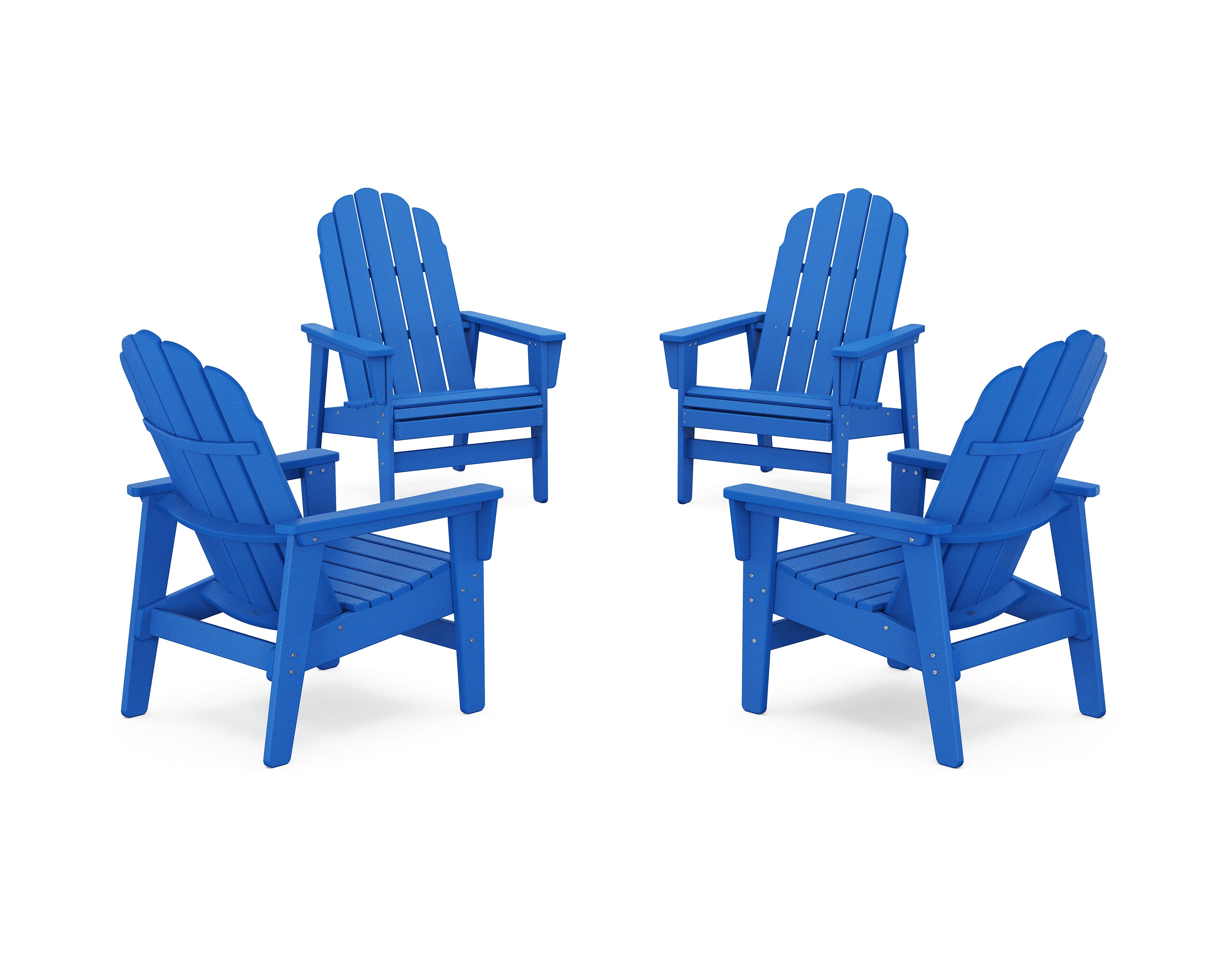 POLYWOOD 4-Piece Vineyard Grand Upright Adirondack Chair Conversation Set in Pacific Blue