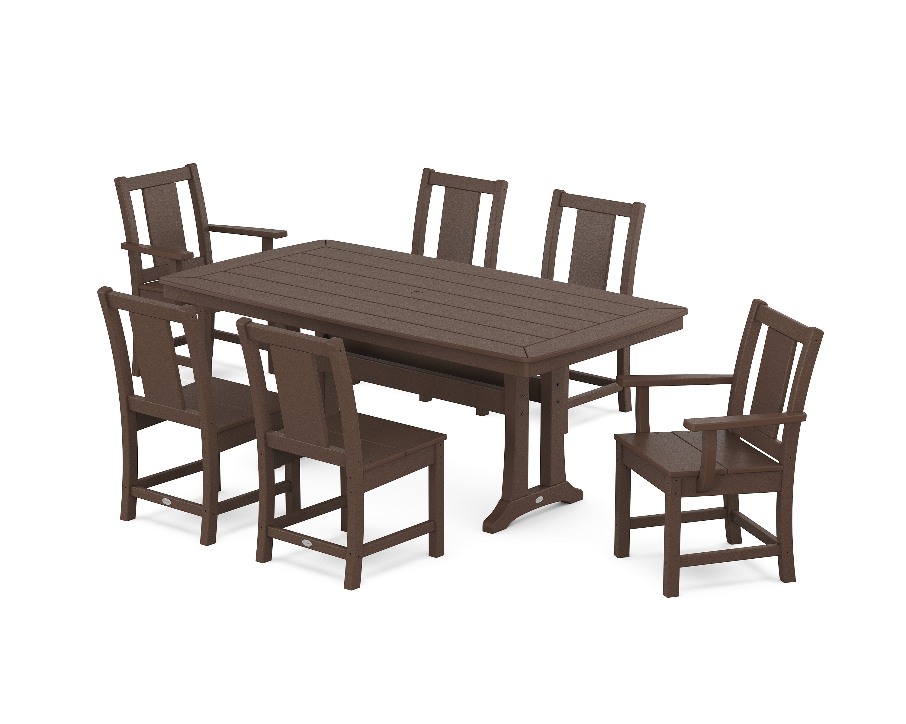 POLYWOOD Prairie 7-Piece Dining Set with Trestle Legs in Mahogany