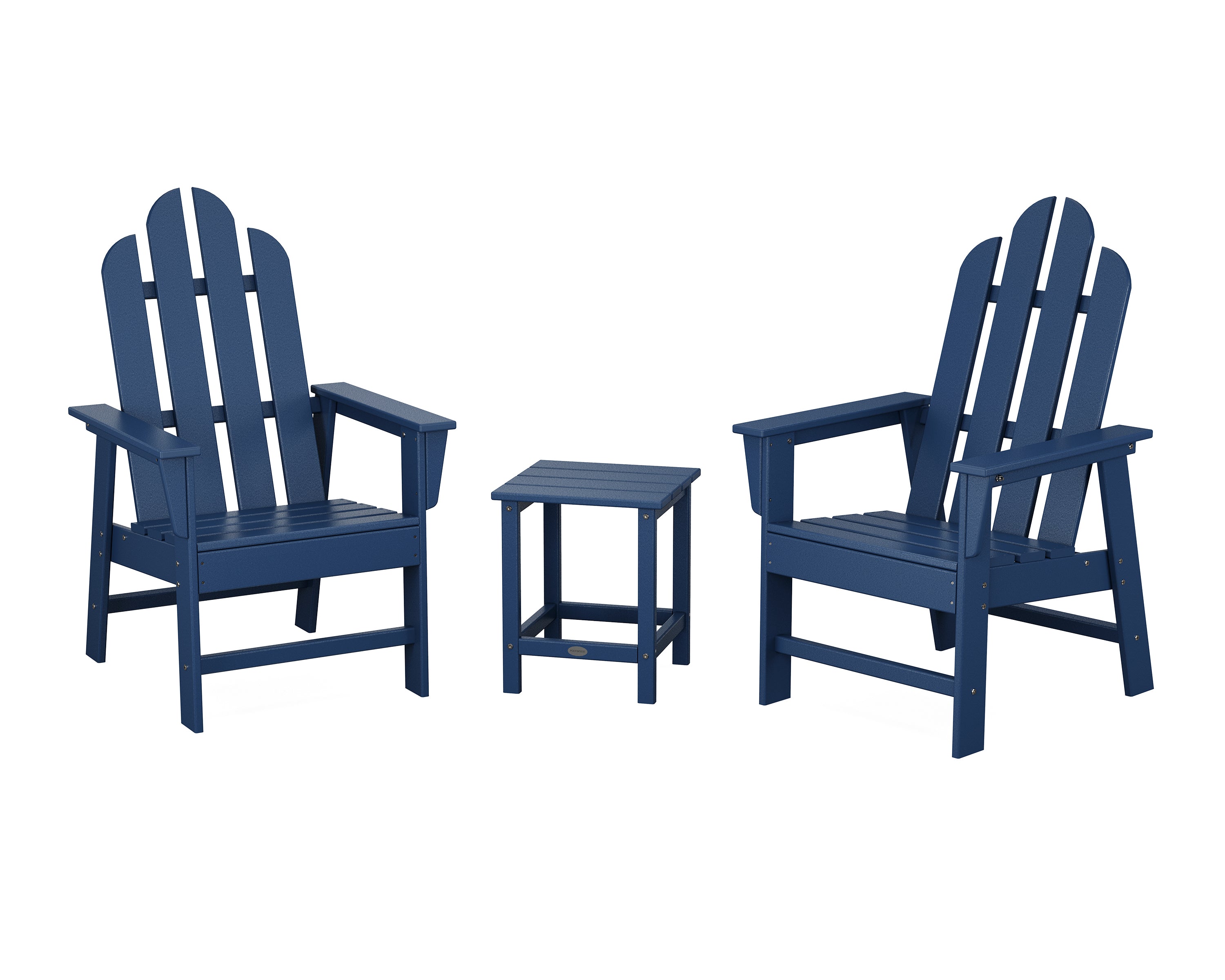 POLYWOOD Long Island 3-Piece Upright Adirondack Chair Set in Navy