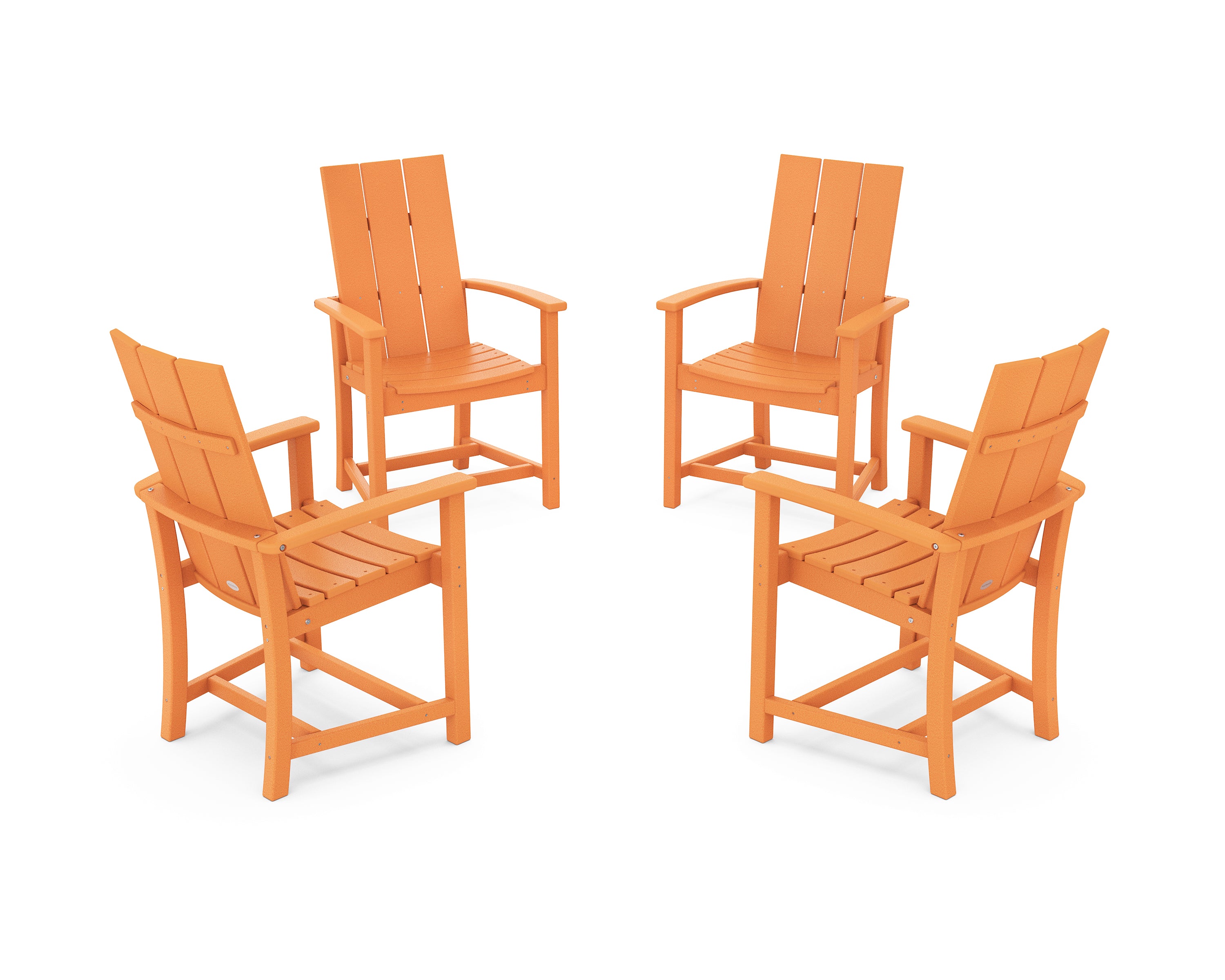 POLYWOOD Modern 4-Piece Upright Adirondack Conversation Set in Tangerine