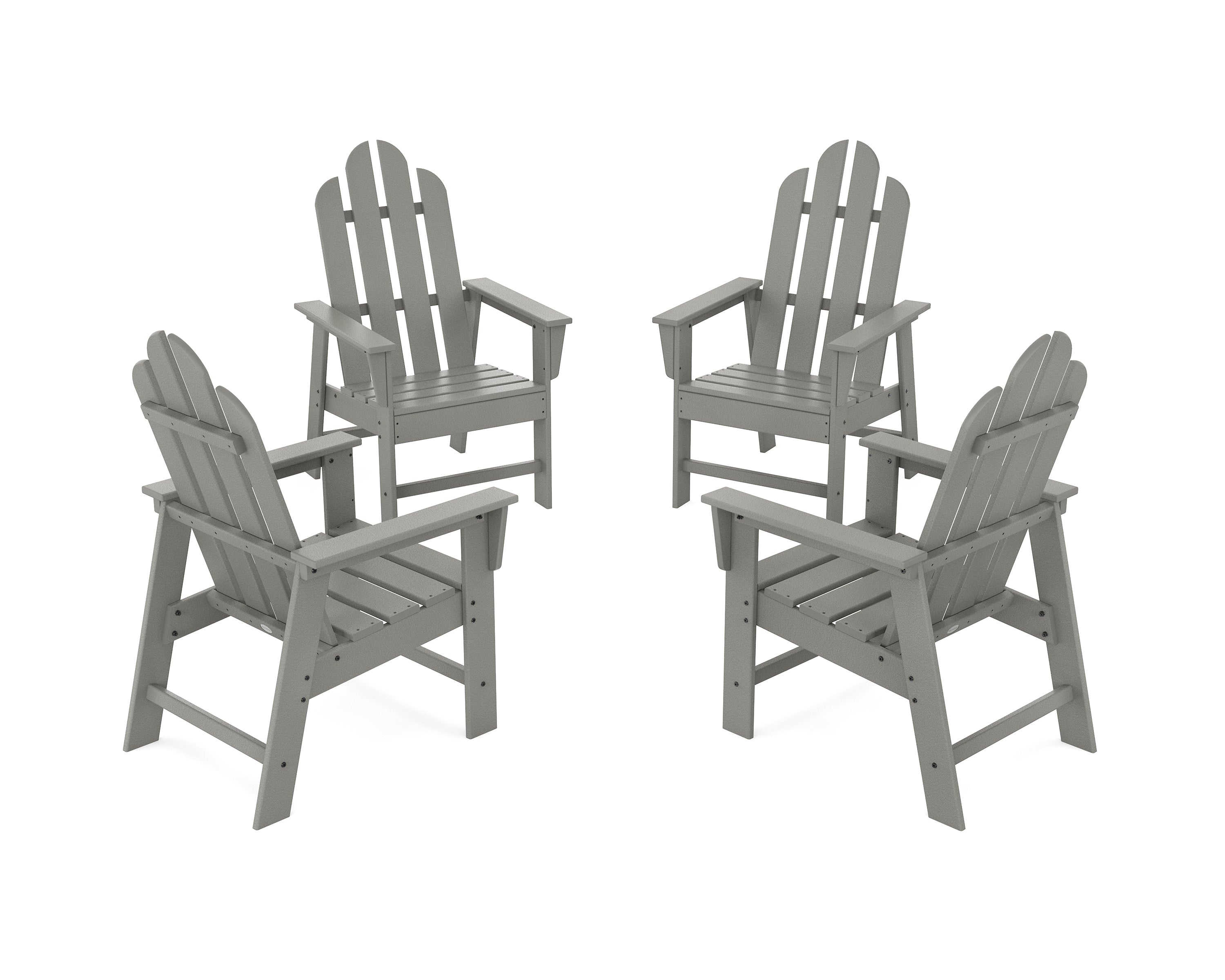 POLYWOOD Long Island 4-Piece Upright Adirondack Conversation Set in Slate Grey