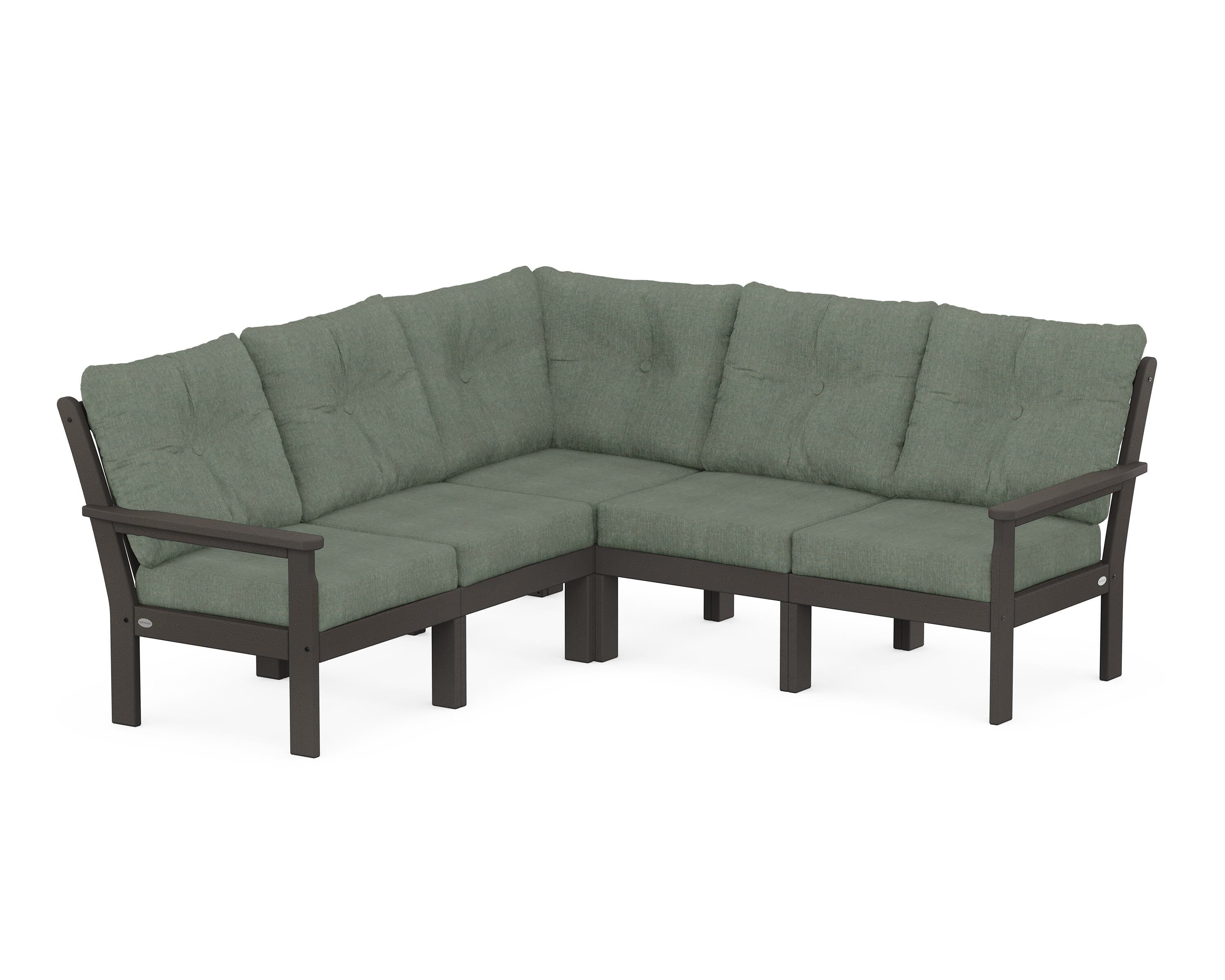 POLYWOOD Vineyard 5-Piece Sectional in Vintage Coffee / Cast Sage