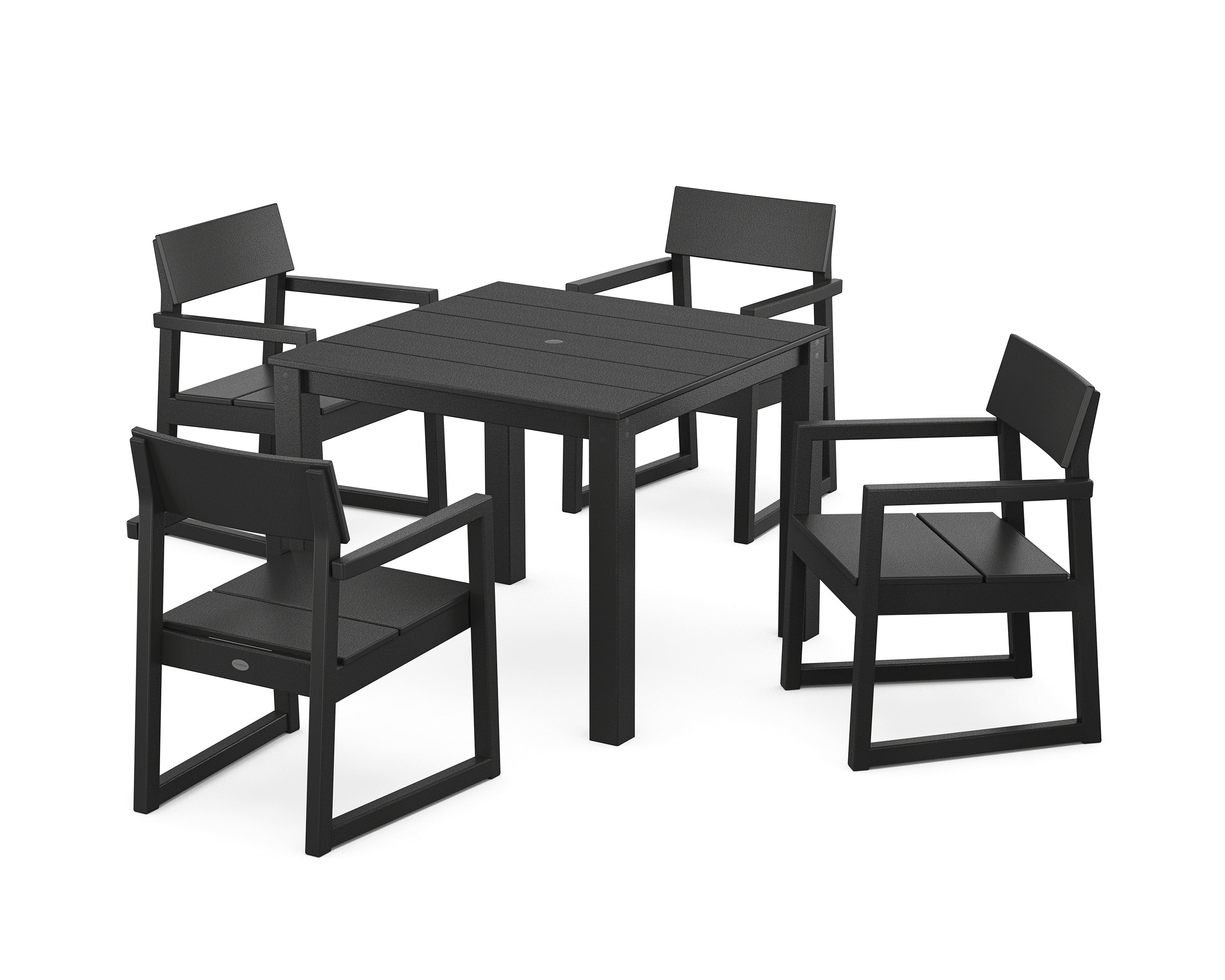 POLYWOOD EDGE 5-Piece Parsons Dining Set in Black