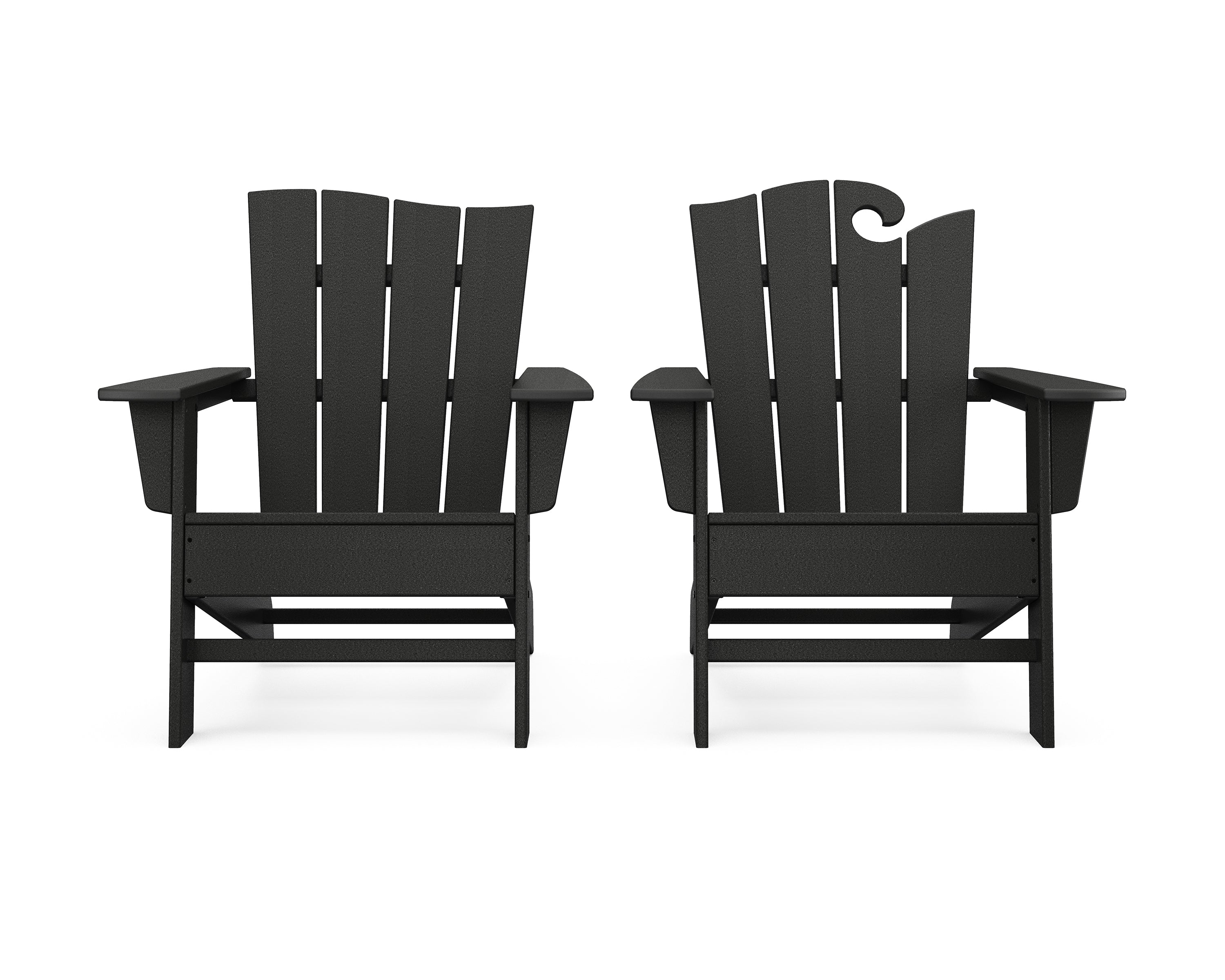 POLYWOOD Wave 2-Piece Adirondack Set with The Wave Chair Left in Black