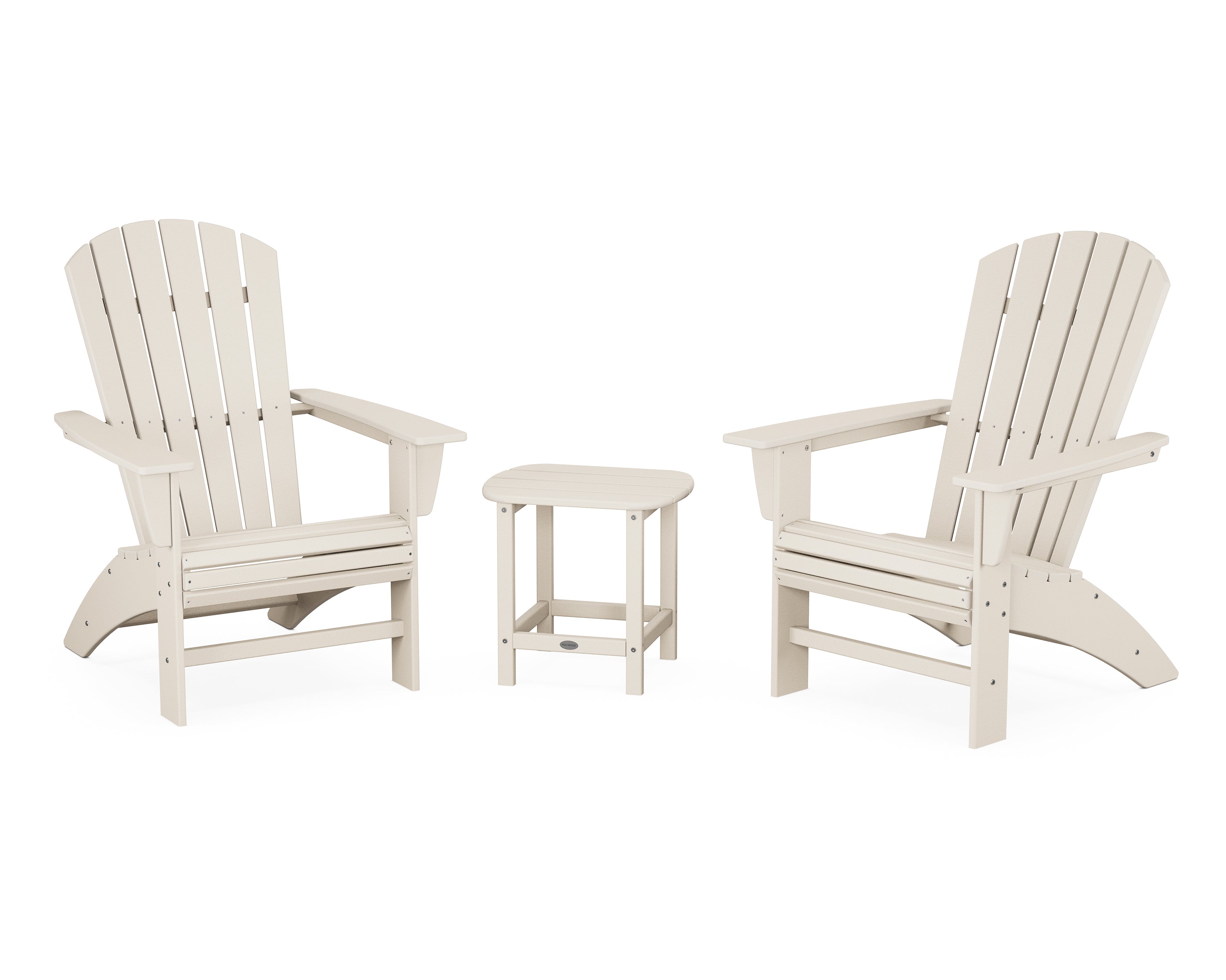 POLYWOOD Nautical 3-Piece Curveback Adirondack Set in Sand