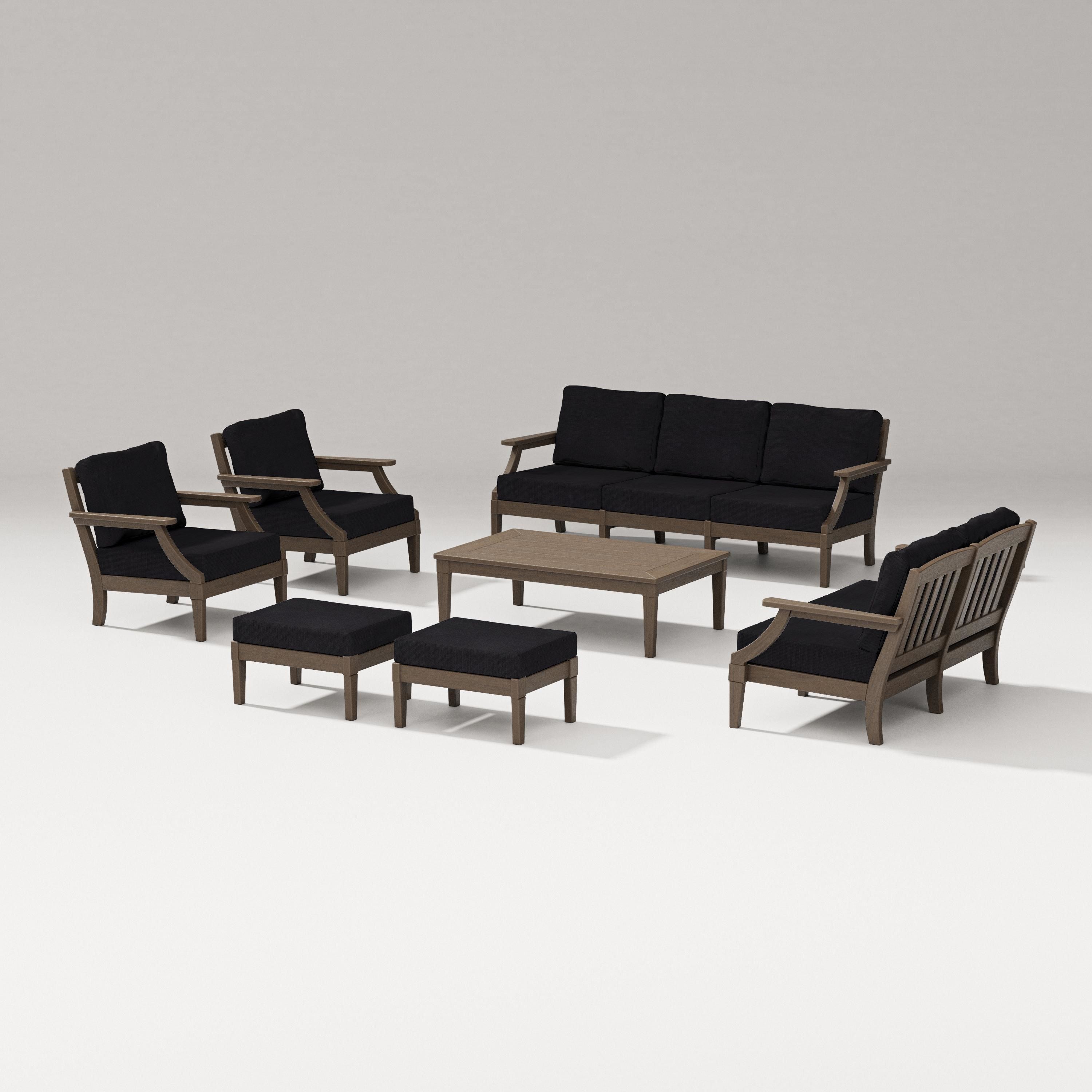 PW Designer Series Estate 7-Piece Lounge Sofa Set in Kona / Midnight Linen