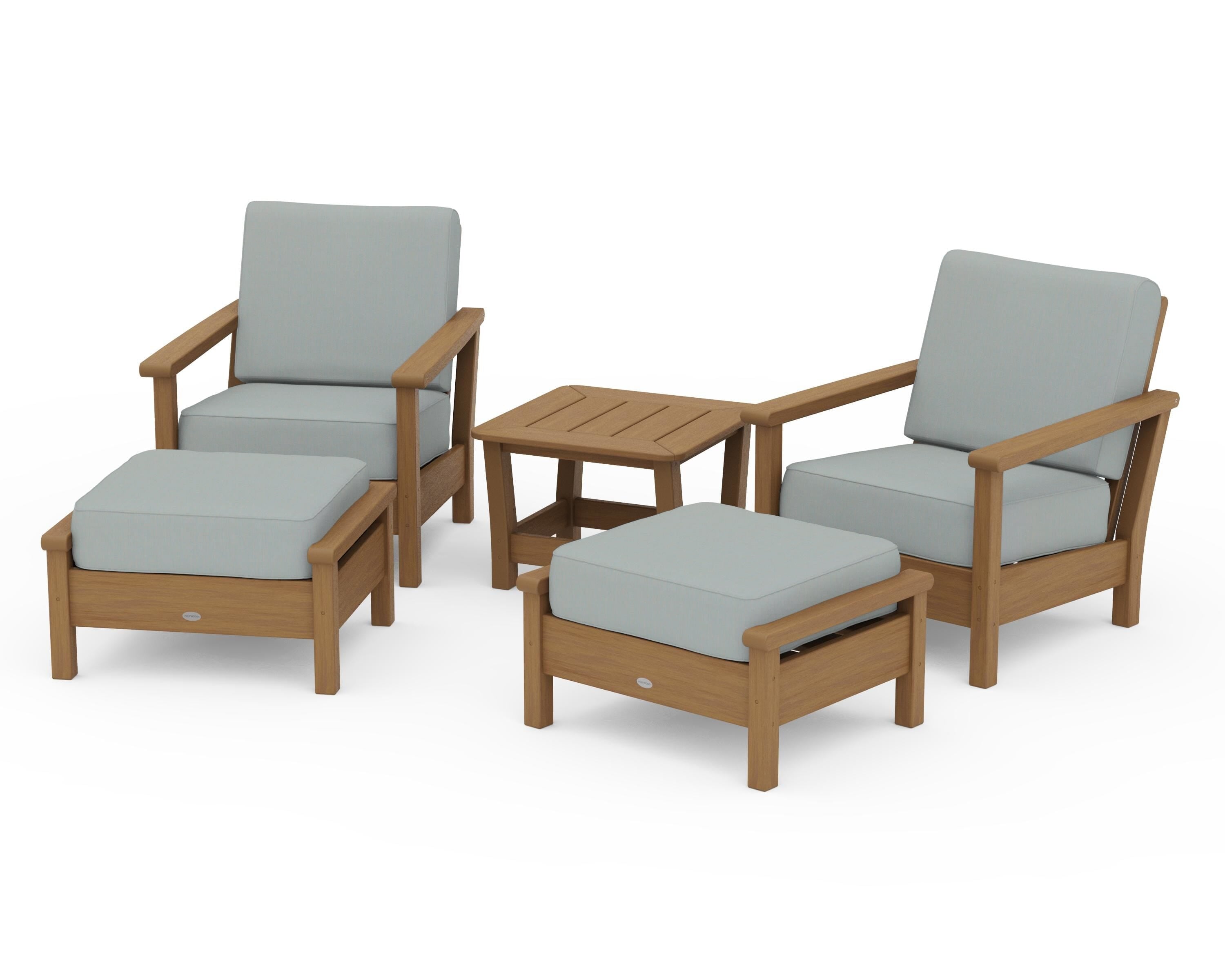 POLYWOOD Harbour 5-Piece Deep Seating Chair Set in Natural / Spa