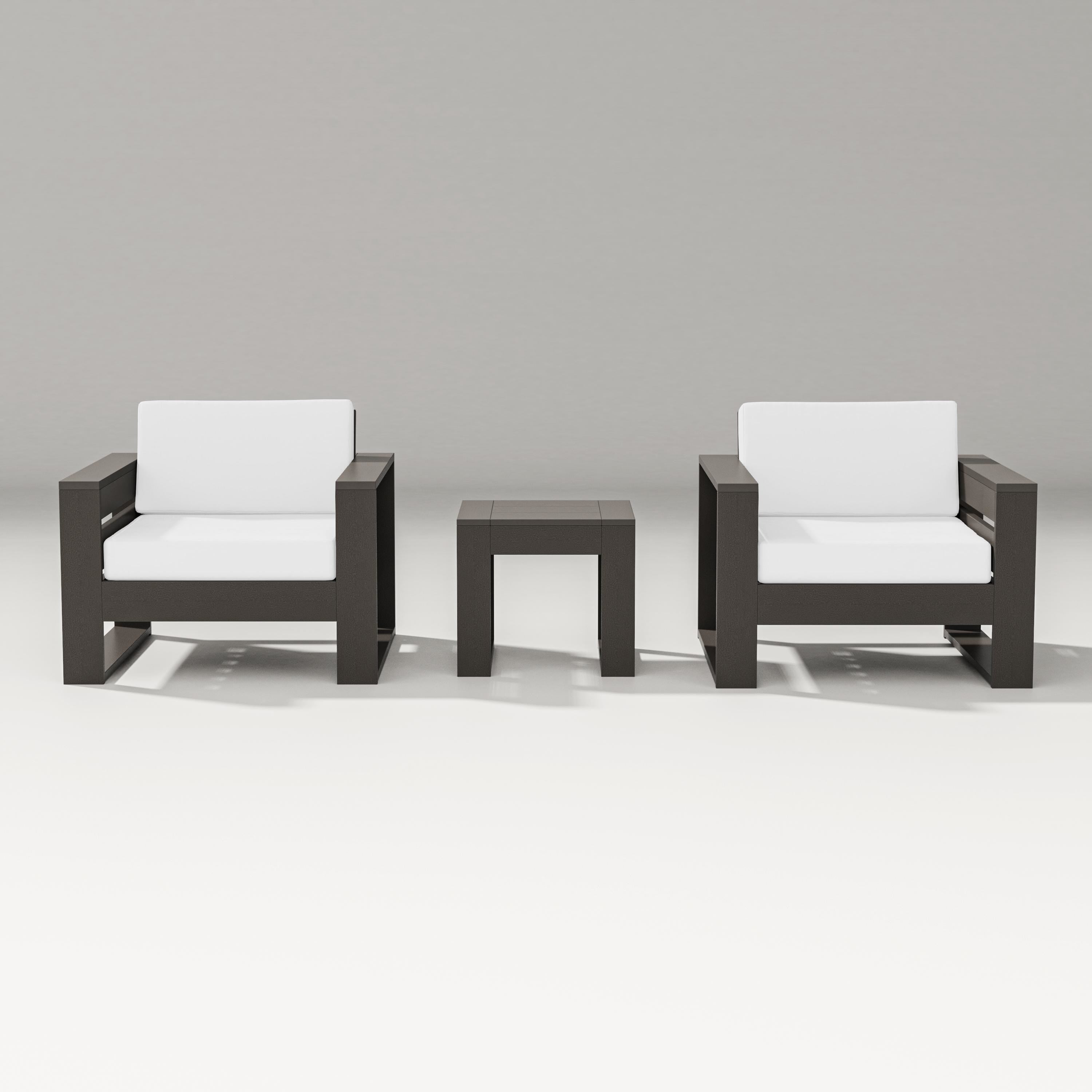 PW Designer Series Latitude 3-Piece Lounge Chair Set in Vintage Coffee / Natural