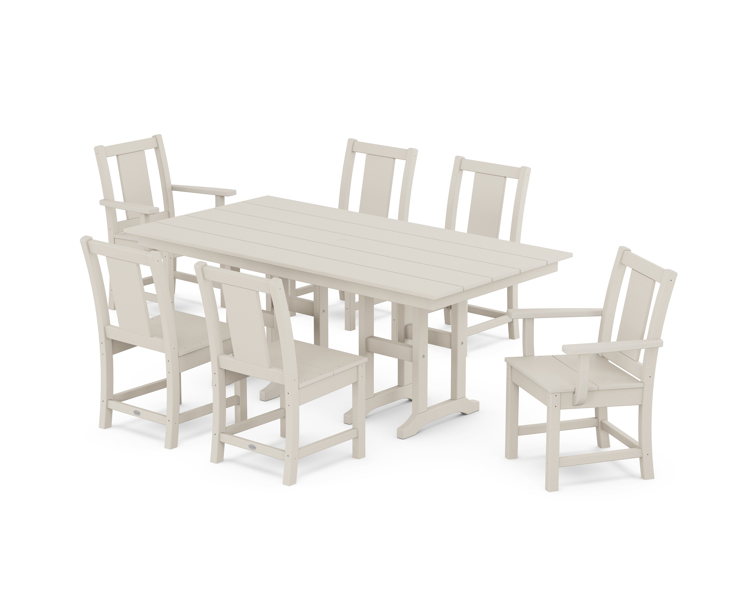 POLYWOOD Prairie 7-Piece Farmhouse Dining Set in Sand
