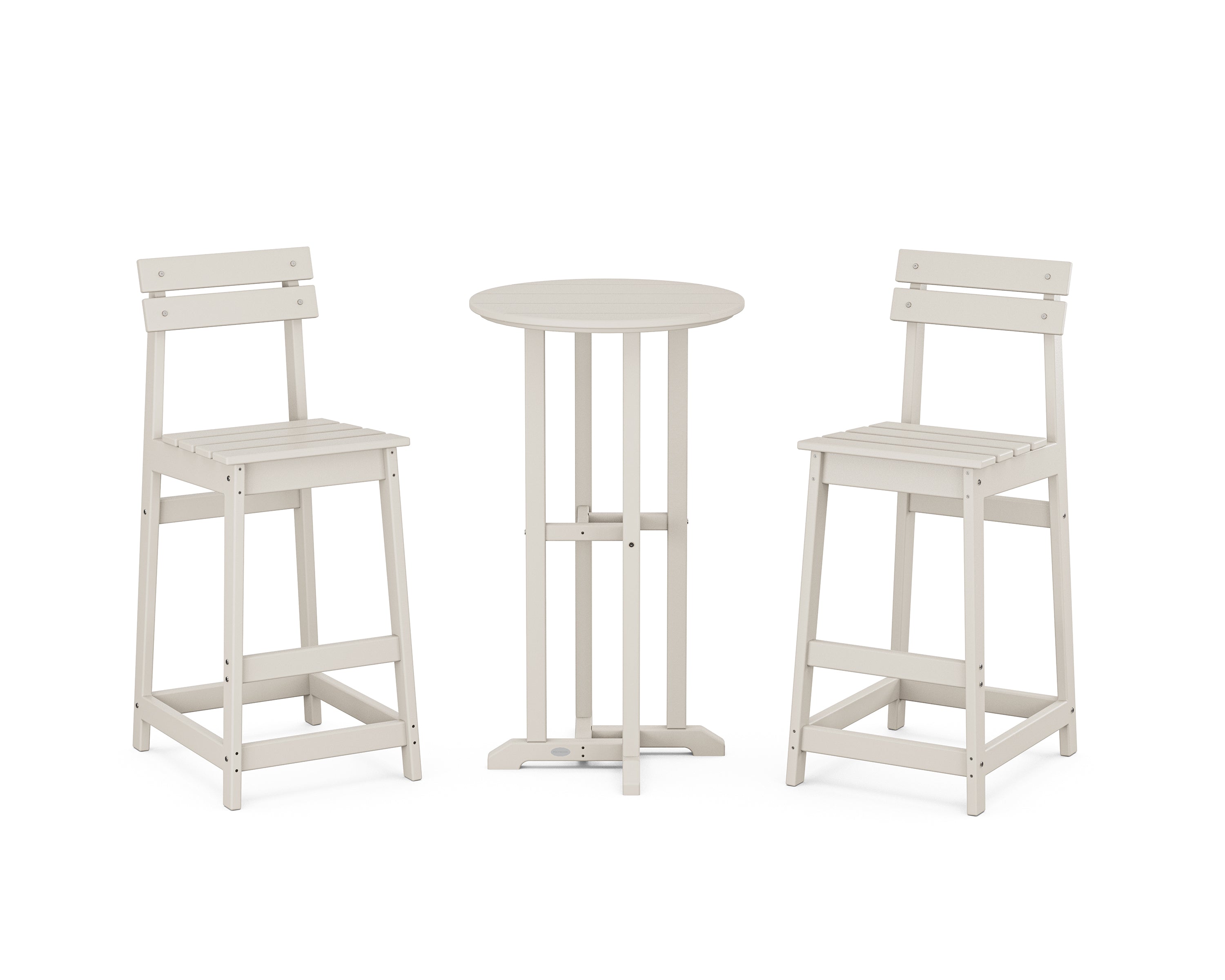 POLYWOOD Modern Studio Plaza Bar Chair 3-Piece Bistro Set in Sand