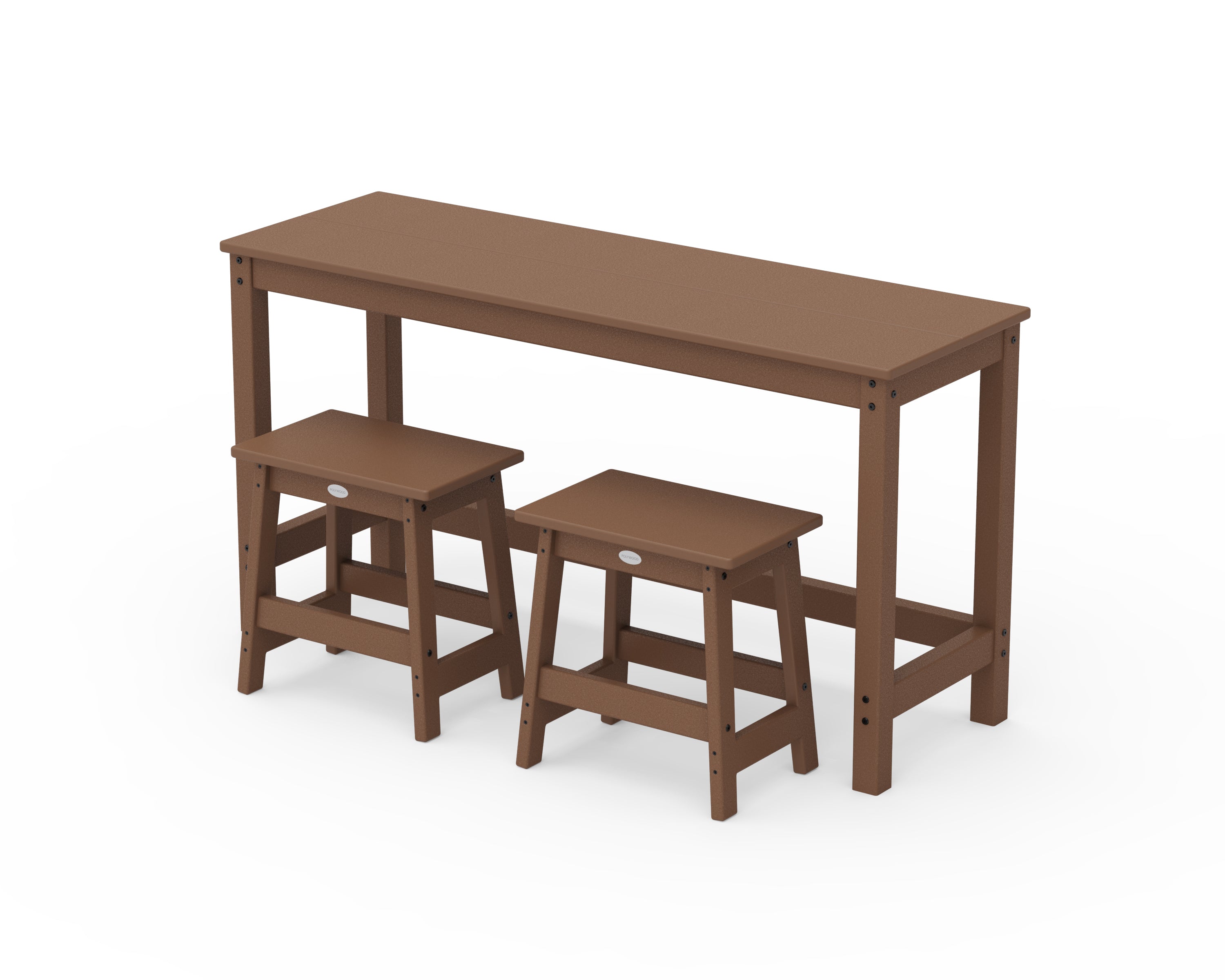 POLYWOOD Modern Studio Stool 3-Piece Balcony Set in Teak