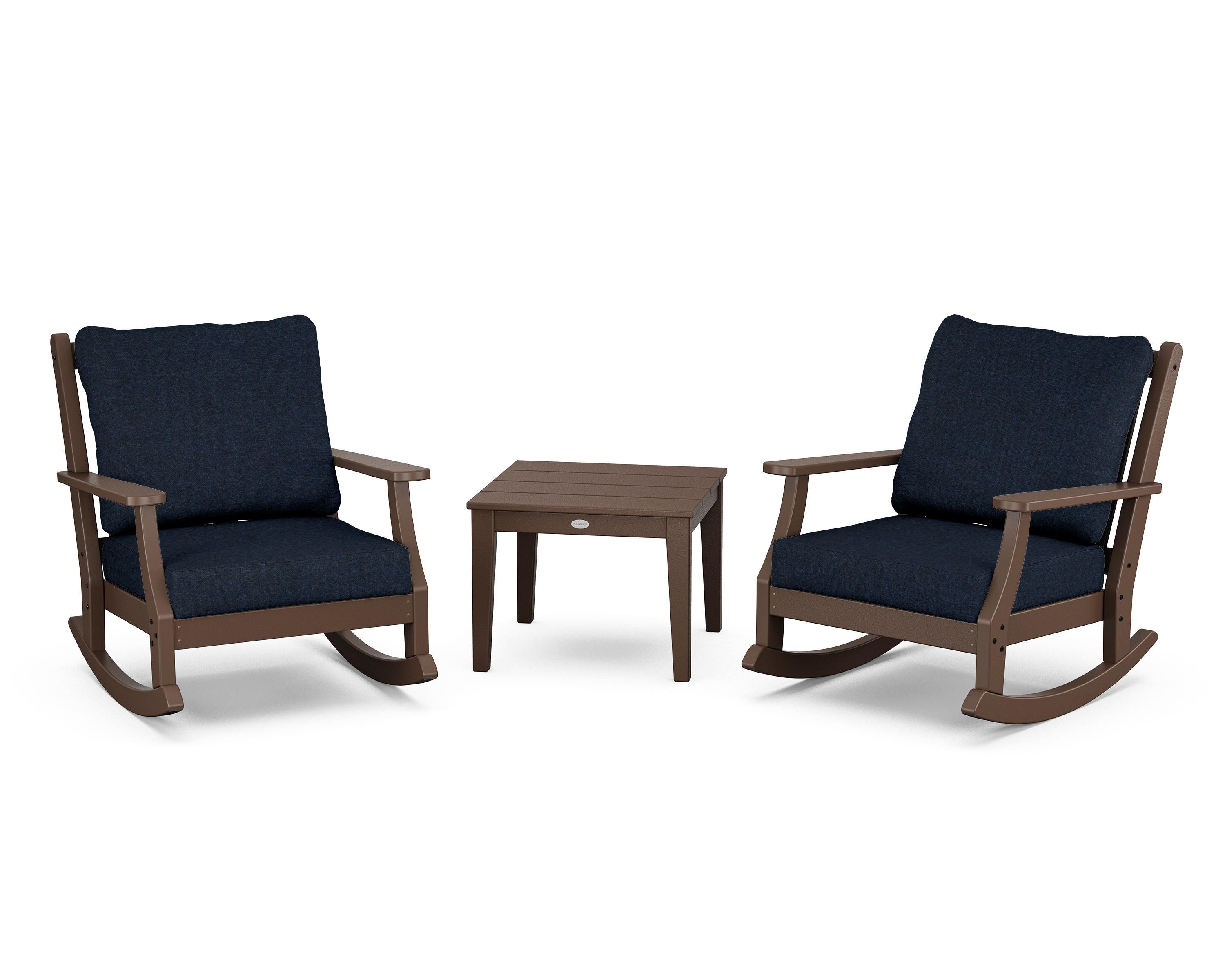 Country Living Wovendale 3-Piece Deep Seating Rocker Set in Mahogany / Marine Indigo