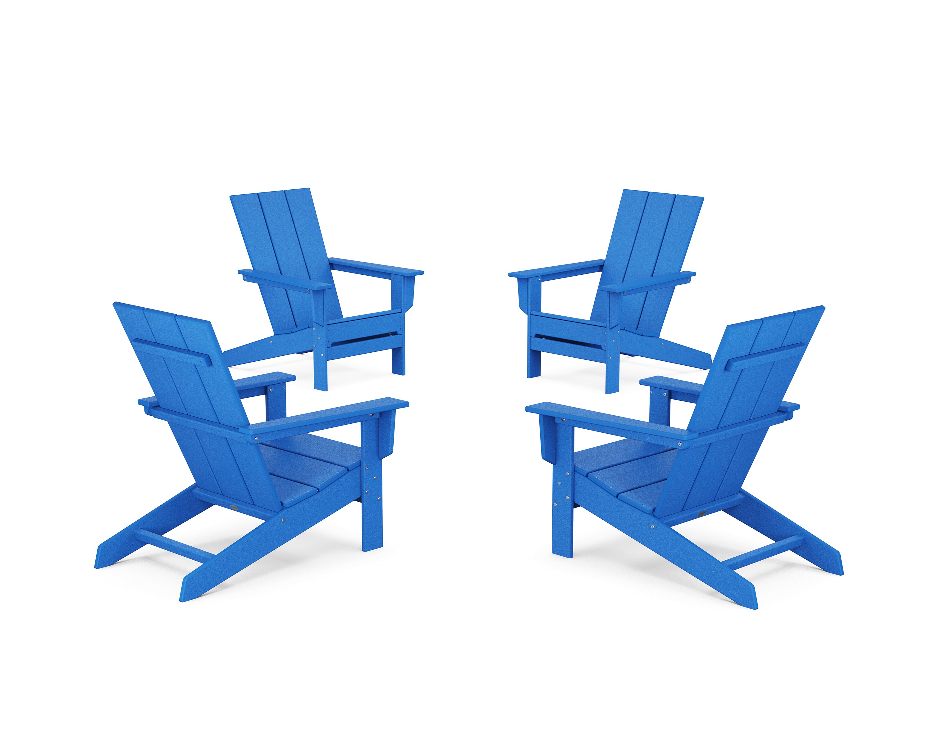 POLYWOOD 4-Piece Modern Studio Adirondack Chair Conversation Set in Pacific Blue